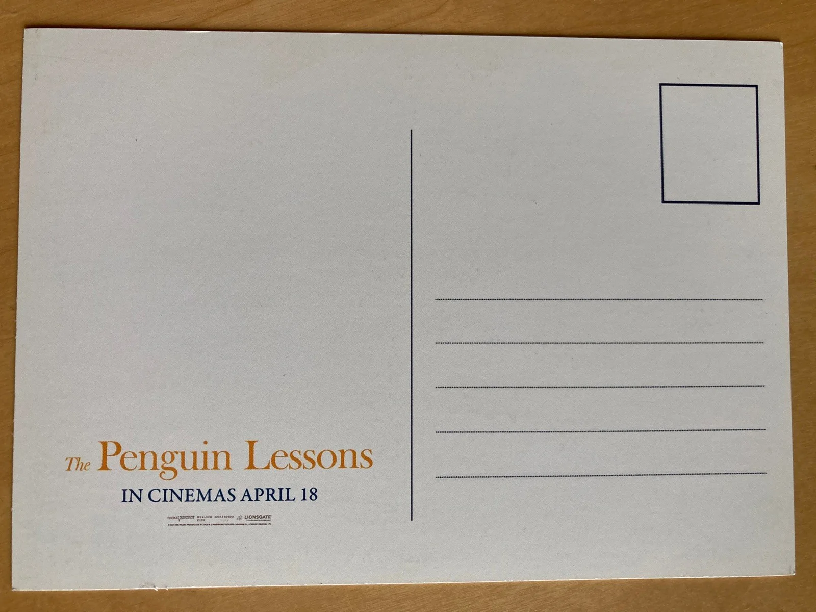 The Penguin Lessons promotional postcard, image 2
