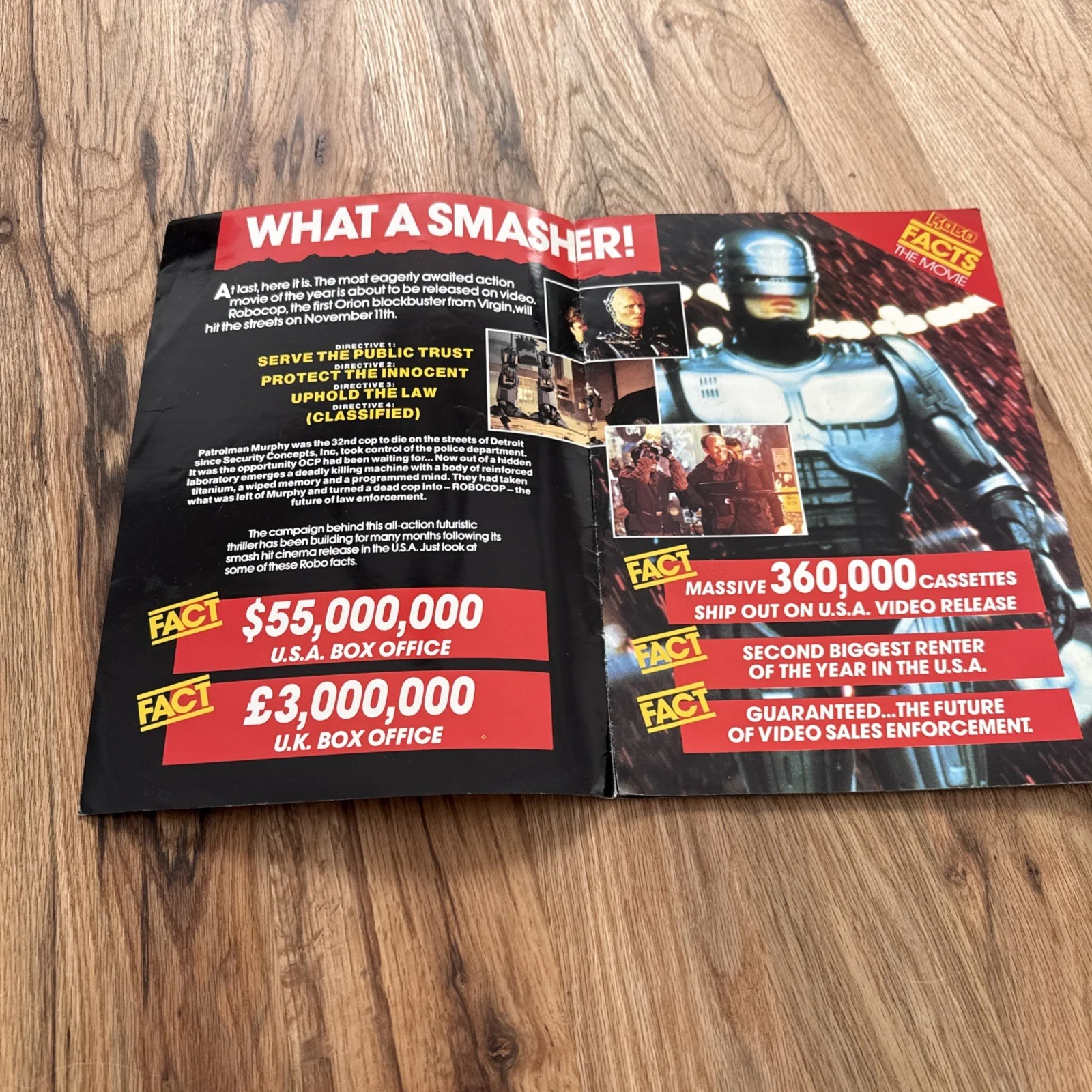 RoboCop 1987 UK VHS Trade Brochure Promo Press Kit Leaflet Rare Movie Poster, изображение 2