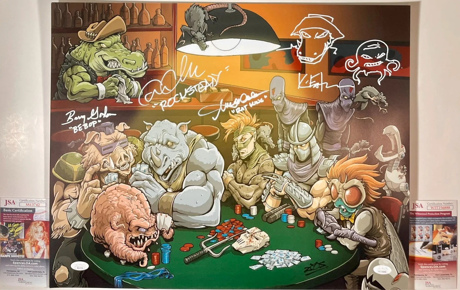 Kevin Eastman — Teenage Mutant Ninja Turtles Cast Signed Villains Poker 16x20 Photo TMNT JSA COA