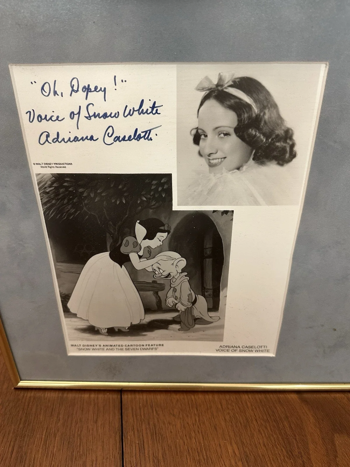 Adriana Caselotti — Adriana Caselotti Signed 8x10” Disney Snow White Voice Photo to “DOPEY”, изображение 2