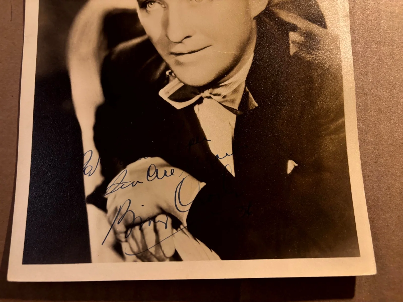 Bing Crosby Very Rare Very Early Autographed 8/10 Photo 30s Road Movies, изображение 3