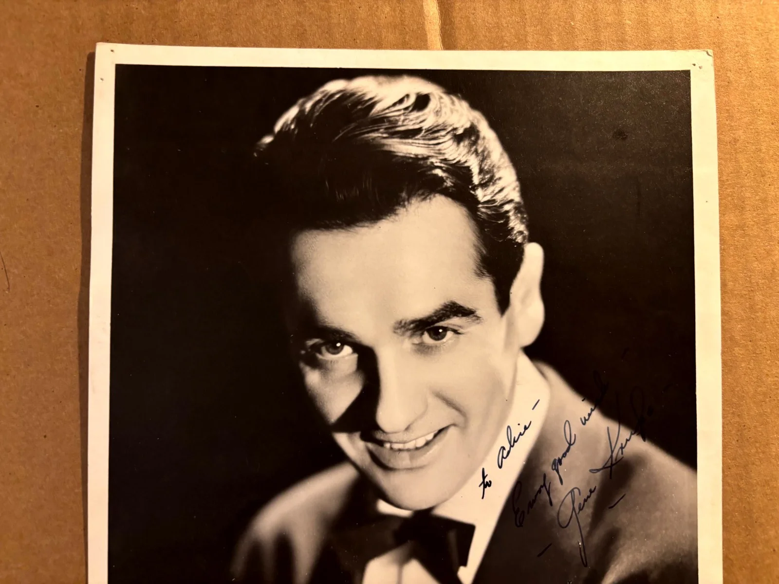 Gene Krupa Rare Early Autographed 8/10 Photo '42 Ball of Fire Jazz Drummer, изображение 2
