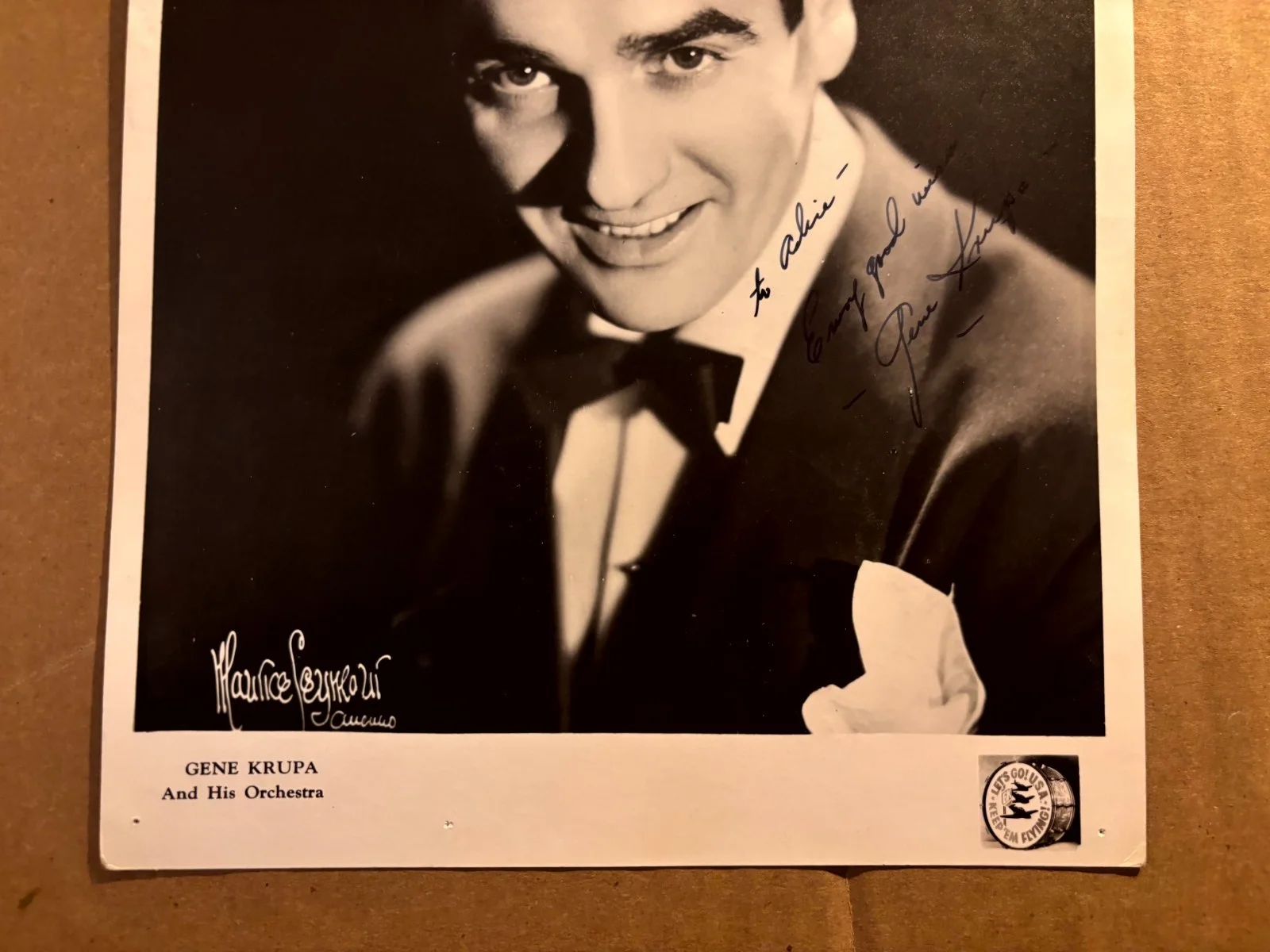 Gene Krupa Rare Early Autographed 8/10 Photo '42 Ball of Fire Jazz Drummer, изображение 3