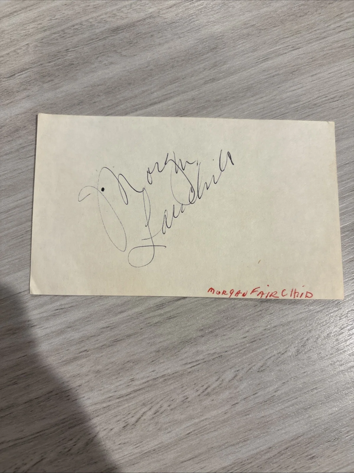 Morgan Fairchild — Morgan Fairchild Signed 3x5 Paper Flamingo Road Autographed