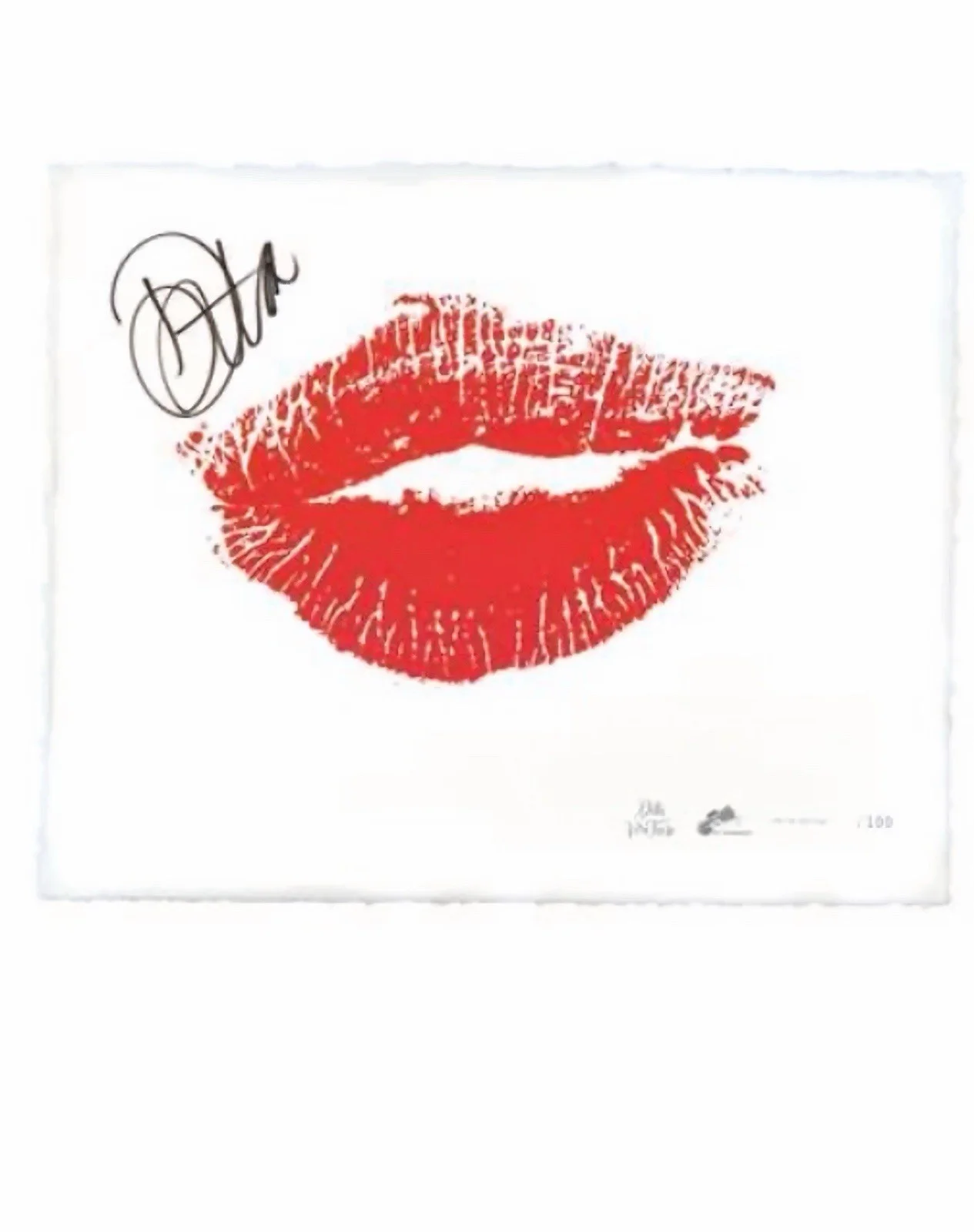 DITA VON TEESE "SEALED WITH A KISS" - SIGNED SILKSCREENED FINE ART PRINT, image 2