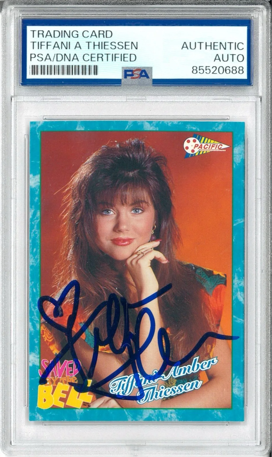 Tiffani Amber Thiessen — Tiffani Thiessen Signed Auto Slabbed 1992 Pacific Saved By The Bell Card PSA DNA