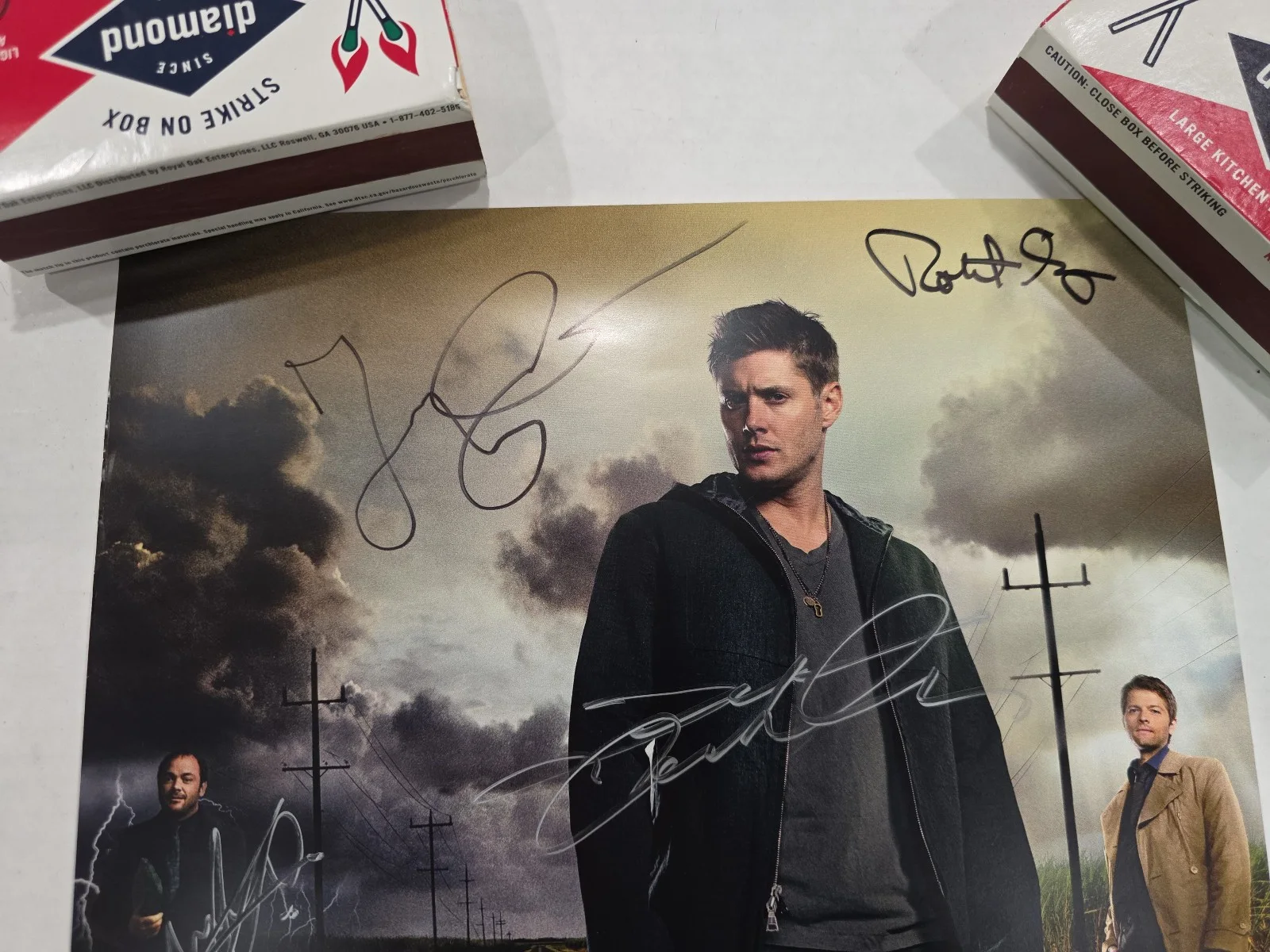 Supernatural Signed Cast 11x17 Poster 6 Autos Carver, Singer, Collins JSA LOA #1, image 2
