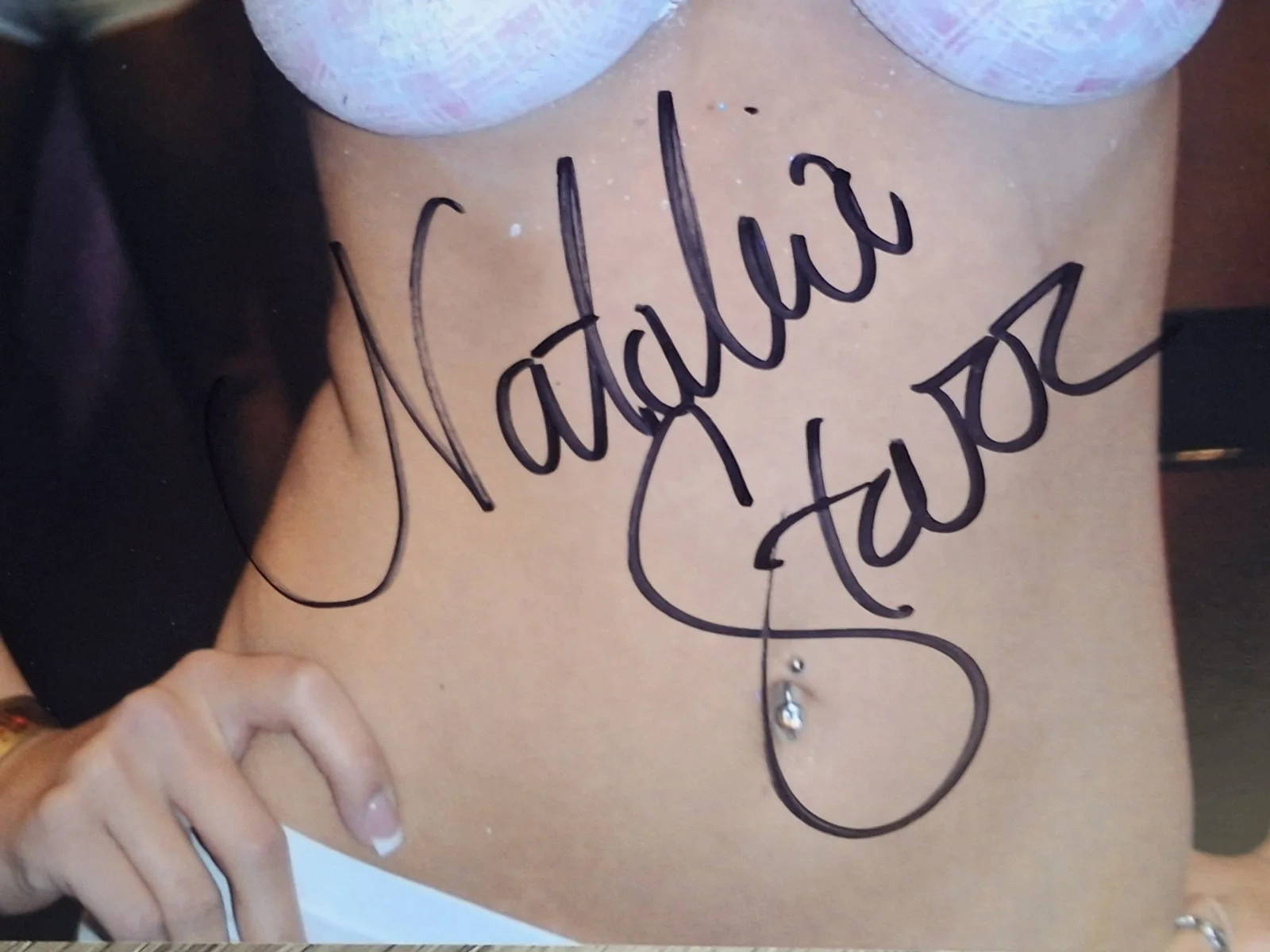 Natalia Starr Signed 8x12" Original PHOTO #4 - White Bikini, image 2