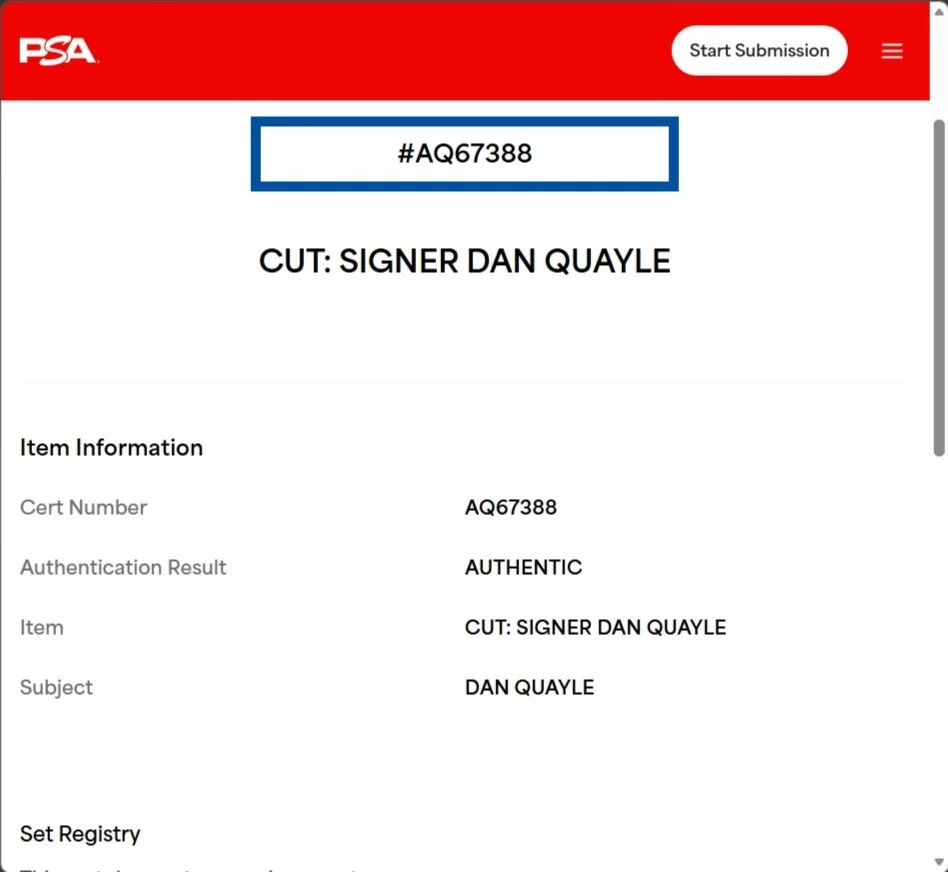 DAN QUAYLE — DAN QUAYLE Signed Index Card PSA/DNA 44th Vice President, image 3