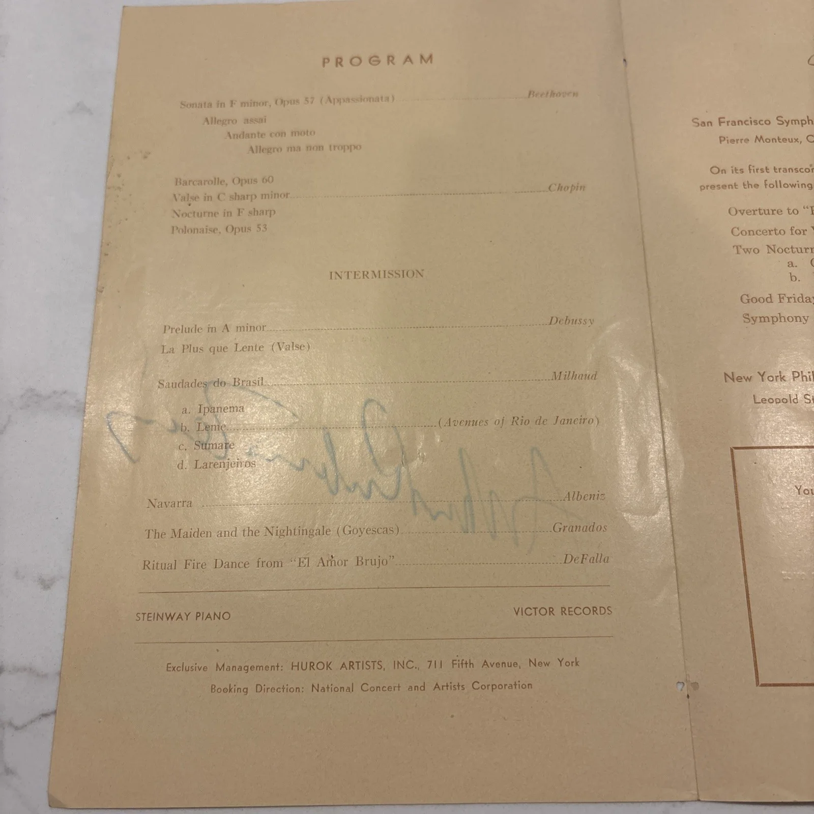 ARTUR RUBINSTEIN - SIGNED Concert Program - 1947, изображение 3
