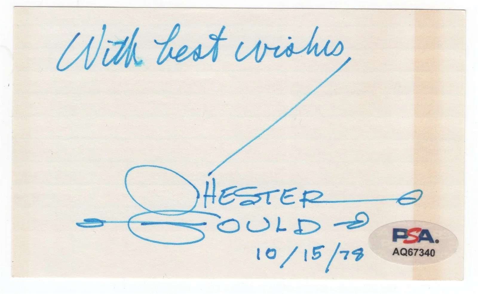CHESTER GOULD — CHESTER GOULD Signed Index Card PSA/DNA American Cartoonist Dick Tracy