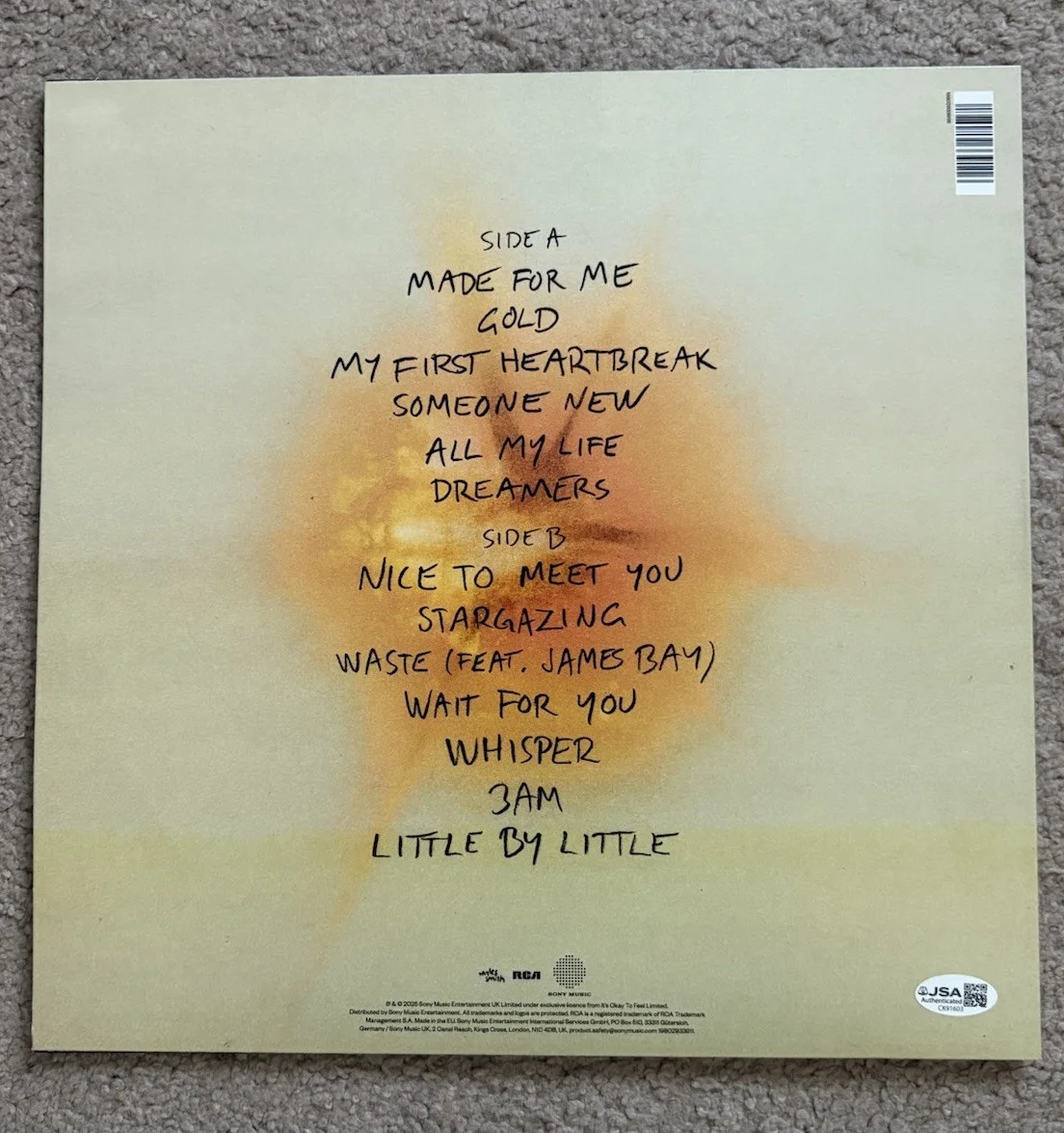 Myles Smith Signed Autographed A Minute A Moment Vinyl Album Record JSA COA, изображение 5