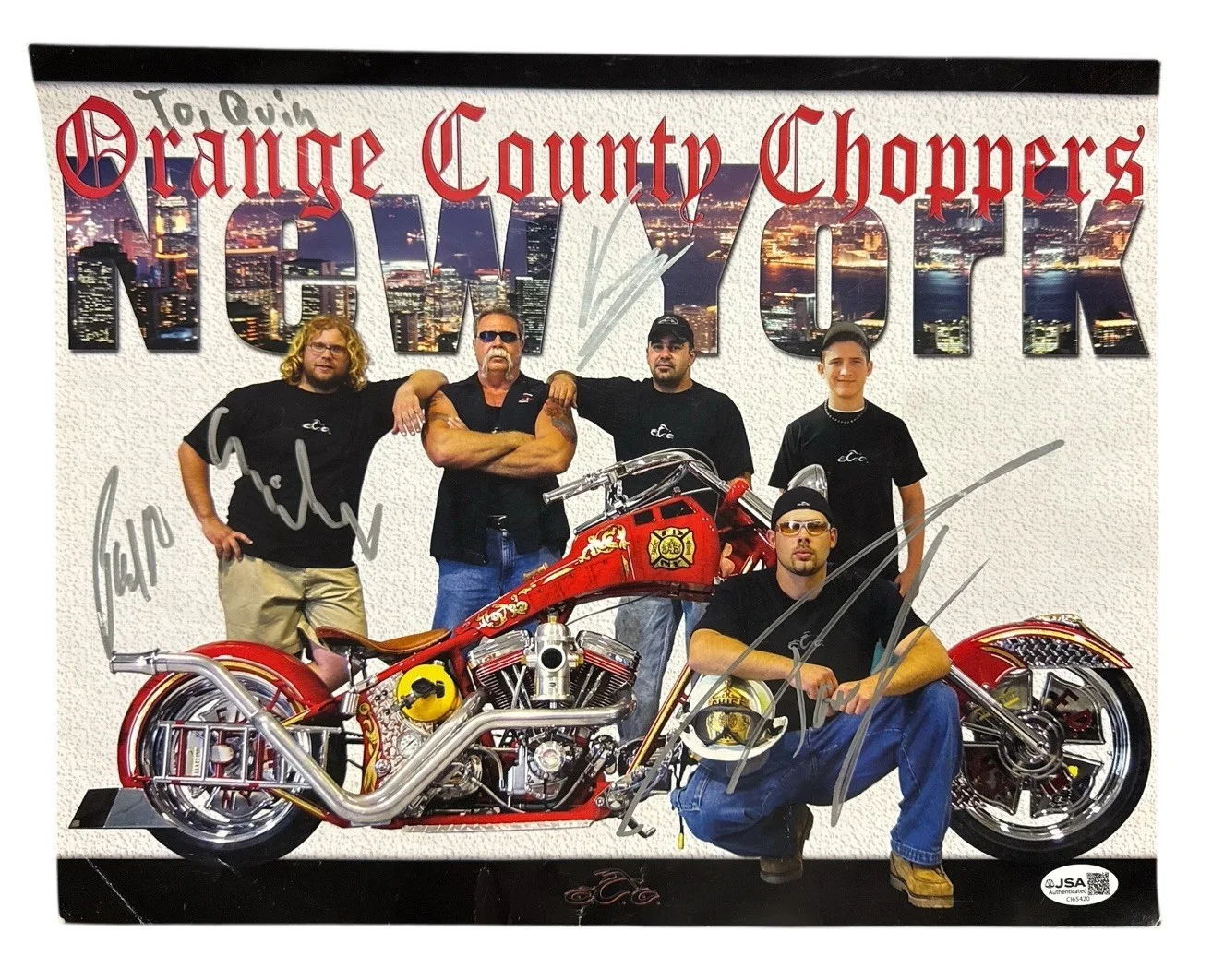 Paul Jr & Paul Sr — Orange County Choppers New York Signed Photo Paul Jr & Paul Sr 14”x11” JD
