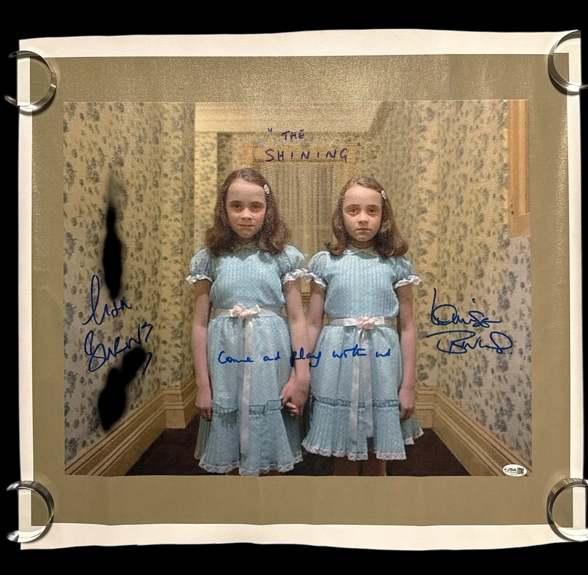 Lisa & Louise Burns — 1980 Signed THE SHINING Promo Matted Print Lisa & Louise Burns 20x22 3/4” JSA JD