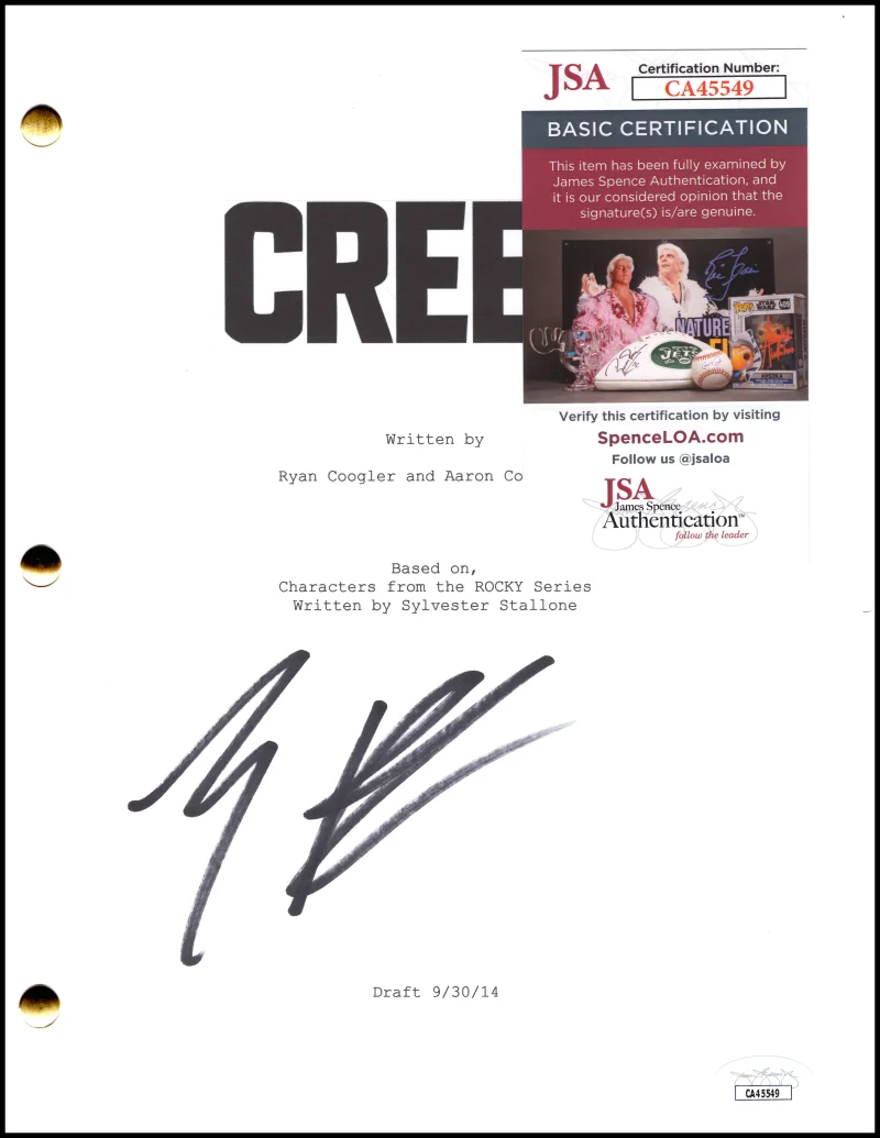 Michael B Jordan — Michael B Jordan Signed Autograph Creed Full Movie Script Screenplay w/ JSA COA, image 2