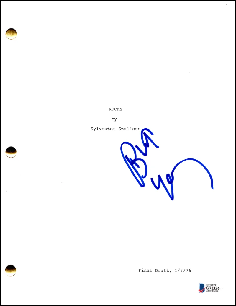 Burt Young — Burt Young Signed Autograph Rocky Movie Script Screenplay - Paulie - Beckett COA