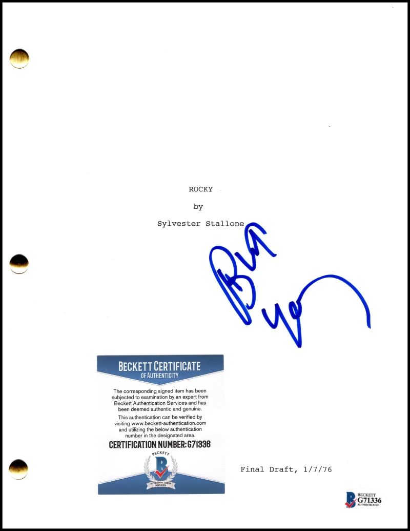 Burt Young — Burt Young Signed Autograph Rocky Movie Script Screenplay - Paulie - Beckett COA, изображение 2