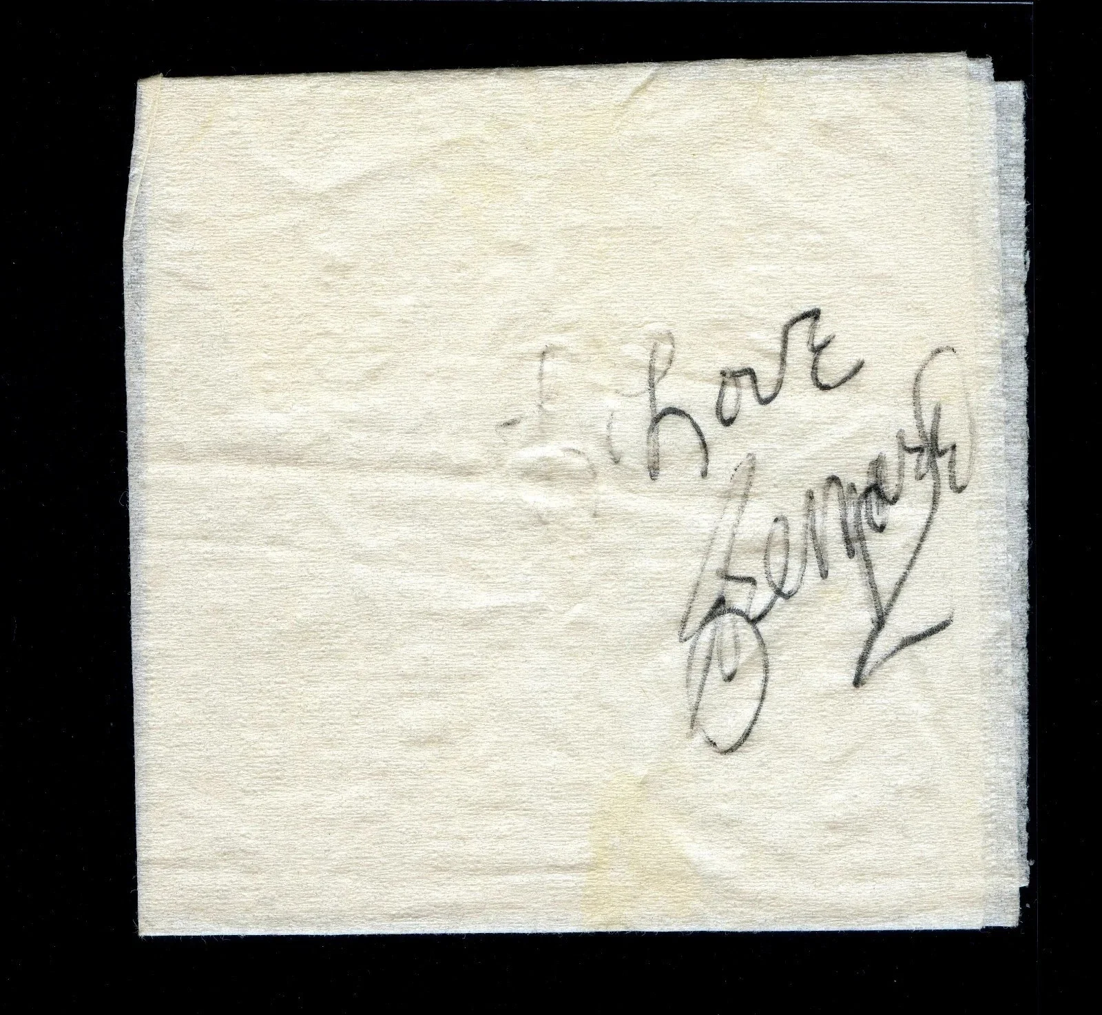 Rose Marie — Baby Rose Marie Mazetta Signed Autographed Napkin The Dick Van Dyke Show