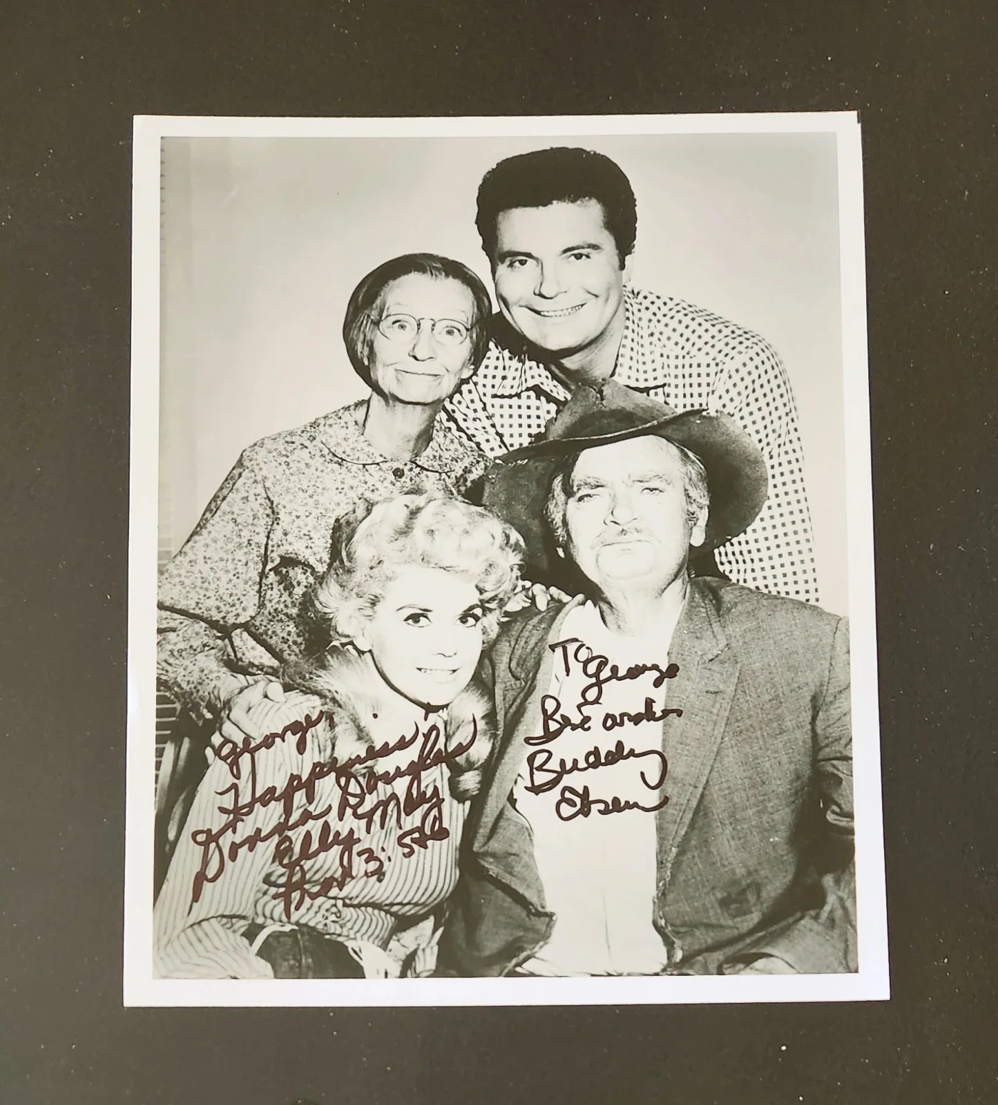 BUDDY EBSEN & DONNA DOUBLAS — BUDDY EBSEN & DONNA DOUGLAS signed autograph IN PERSON 8x10 BEVERLY HILLBILLIES
