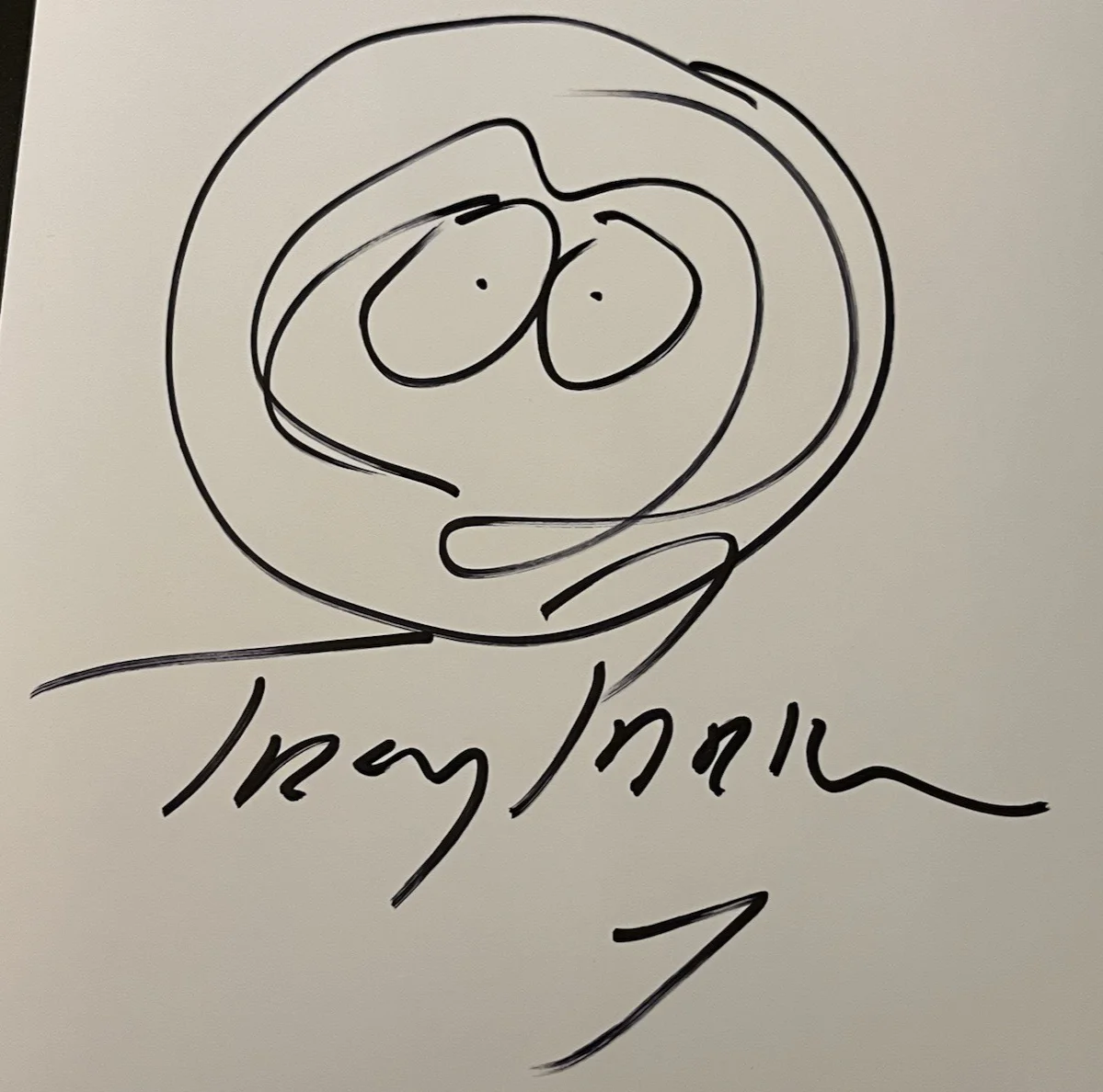 TREY PARKER — TREY PARKER DRAWN & SIGNED SOUTH PARK KENNY SKETCH AUTOGRAPH COA EXACT PROOF, изображение 2