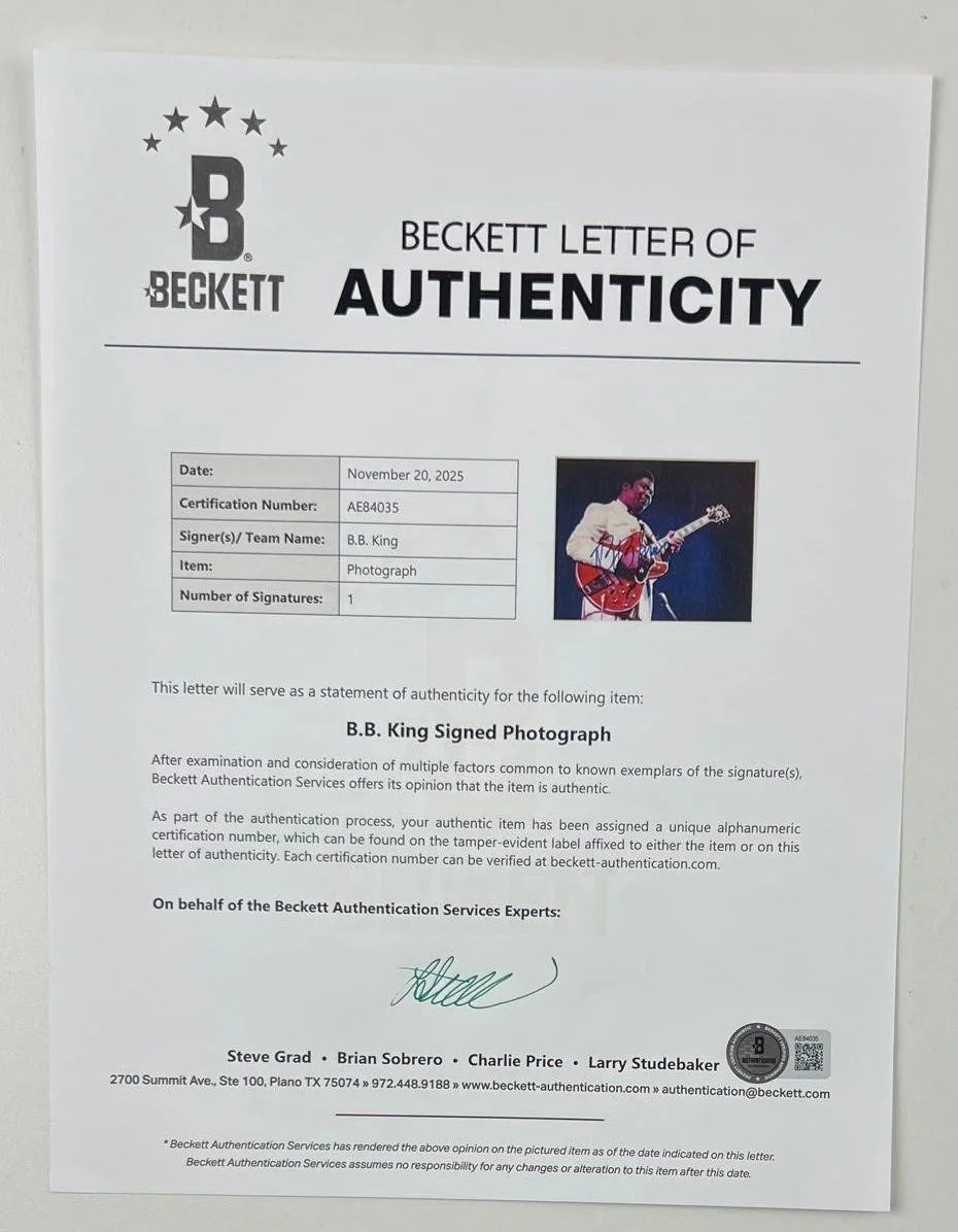 B.B. King Signed 8" x 10" Photo (Beckett/BAS Authentication), image 2