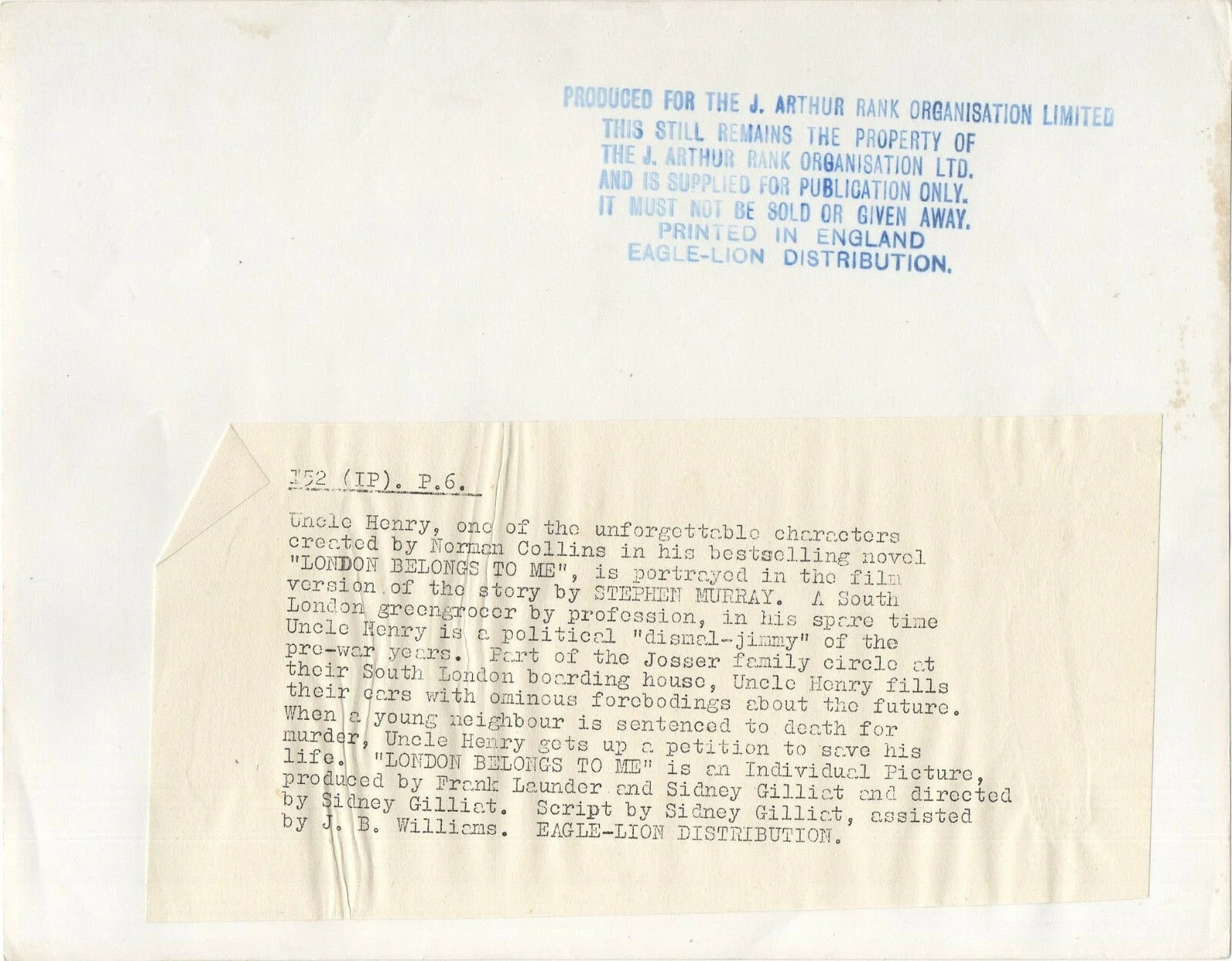 LONDON BELONGS TO ME 1948 Stephen Murray PORTRAIT #6A, image 2