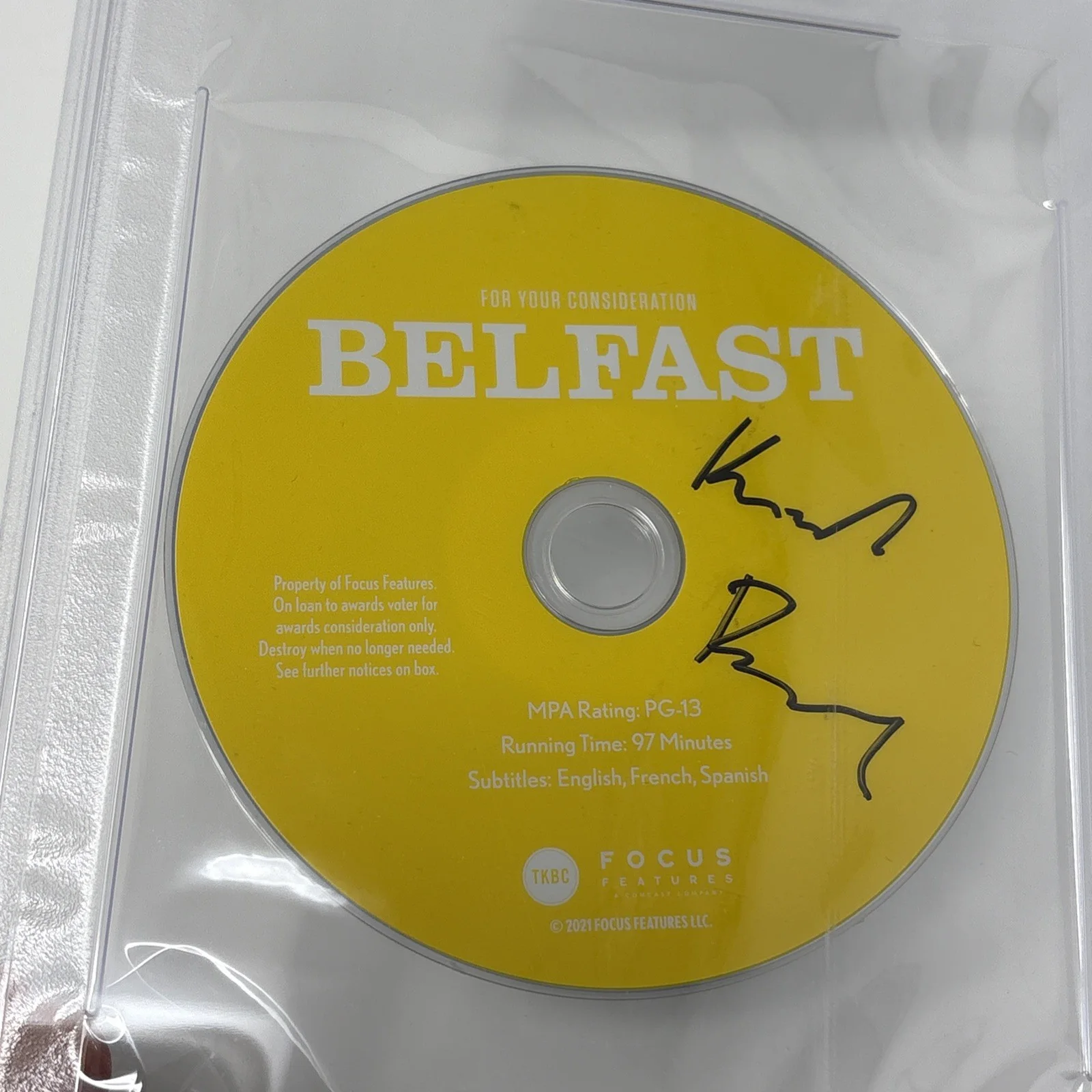 KENNETH BRANAGH — KENNETH BRANAGH SIGNED AUTOGRAPH "BELFAST" FYC SAG DVD PSA/DNA, image 2