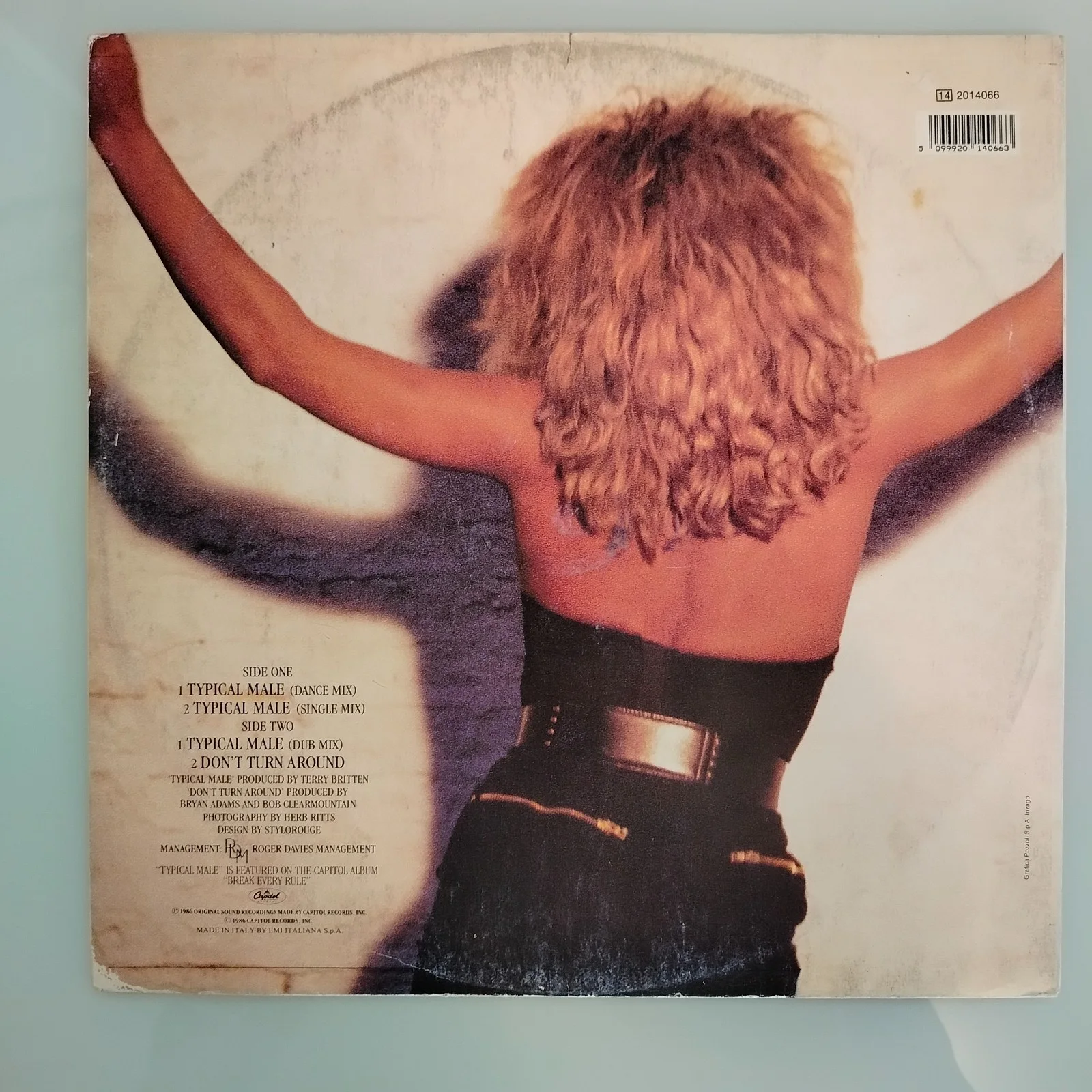 Tina Turner Signed Autographed "Typical Male" Album Cover + COA, image 3