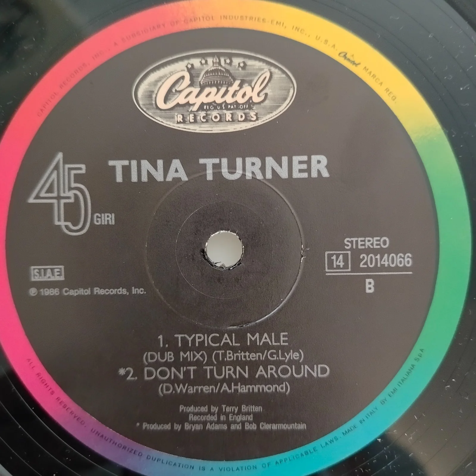 Tina Turner Signed Autographed "Typical Male" Album Cover + COA, image 5