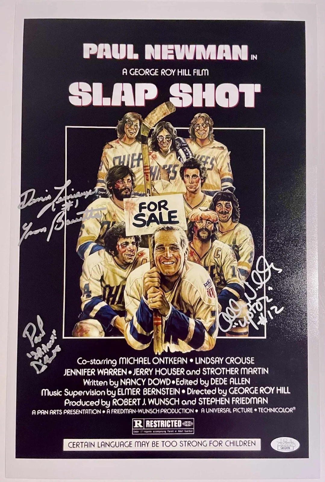 PAUL D'AMATO, ALLAN NICHOLLS & YVON BARRETTE — PAUL D'AMATO, ALLAN NICHOLLS & YVON BARRETTE SIGNED SLAP SHOT 11x17 POSTER & JSA