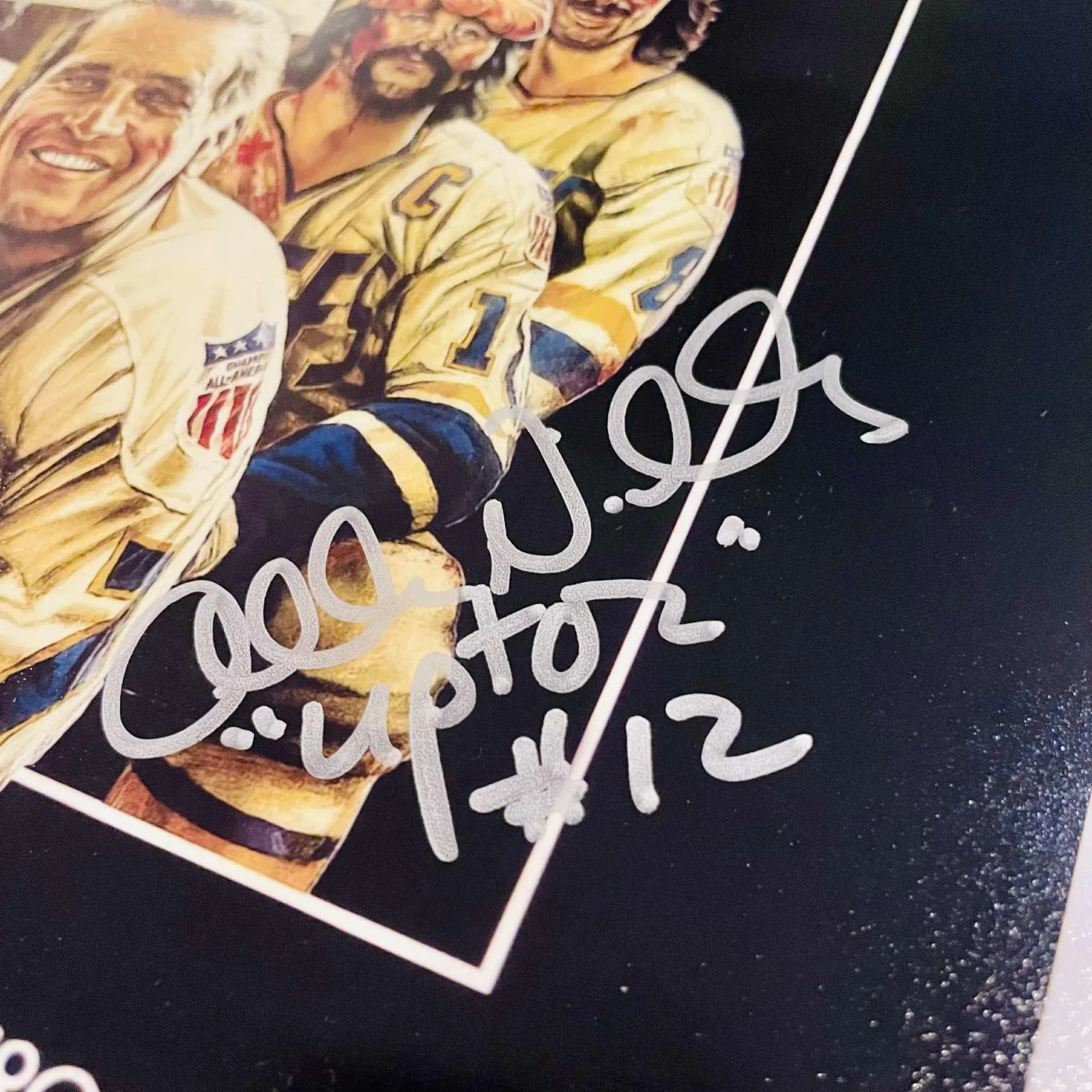 PAUL D'AMATO, ALLAN NICHOLLS, YVON BARRETTE — PAUL D'AMATO, ALLAN NICHOLLS & YVON BARRETTE SIGNED SLAP SHOT 11x17 POSTER & JSA, изображение 3