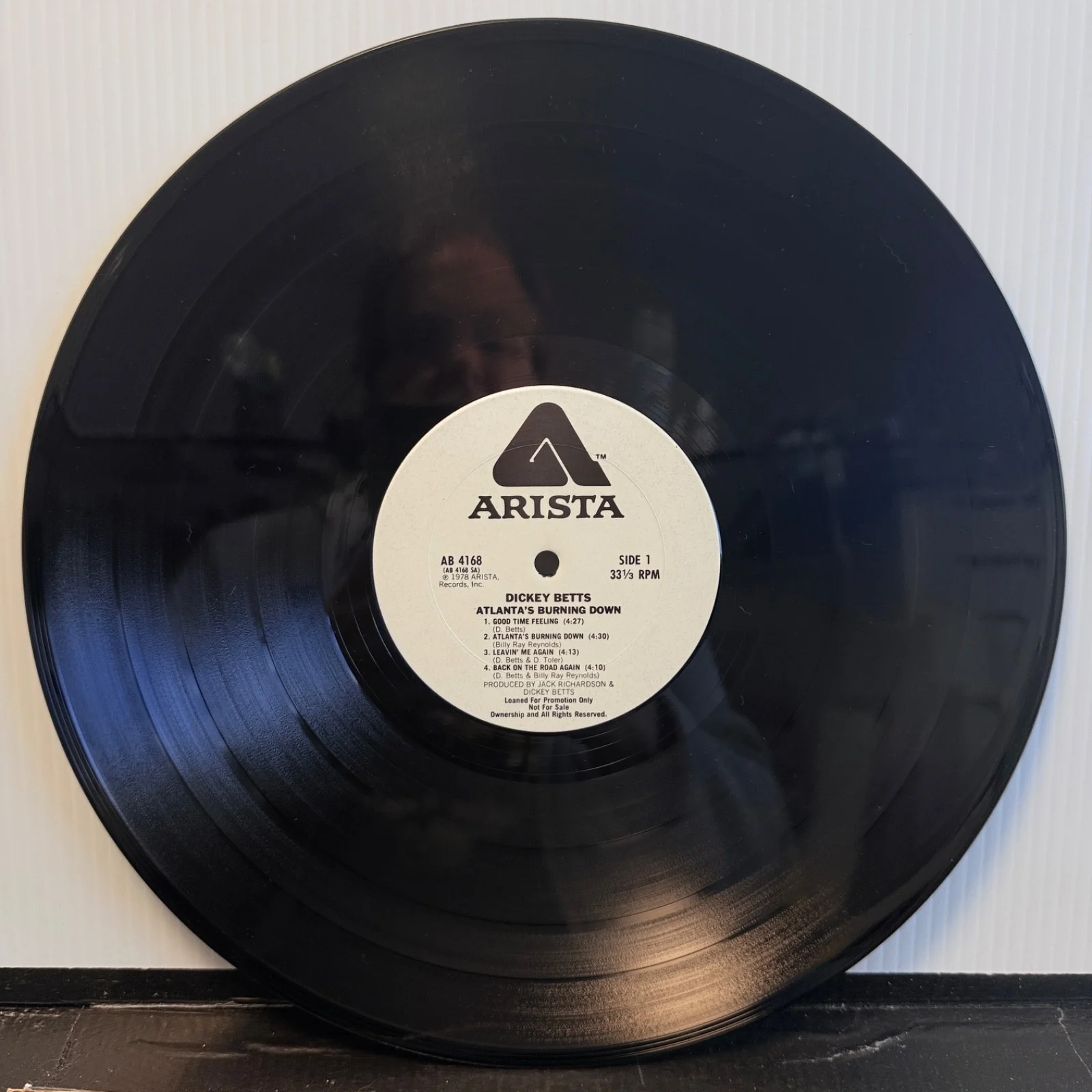 AUTOGRAPHED- DICKEY BETTS "Atlanta's Burning Down" PROMOTIONAL VINYL w/inner sly, image 4