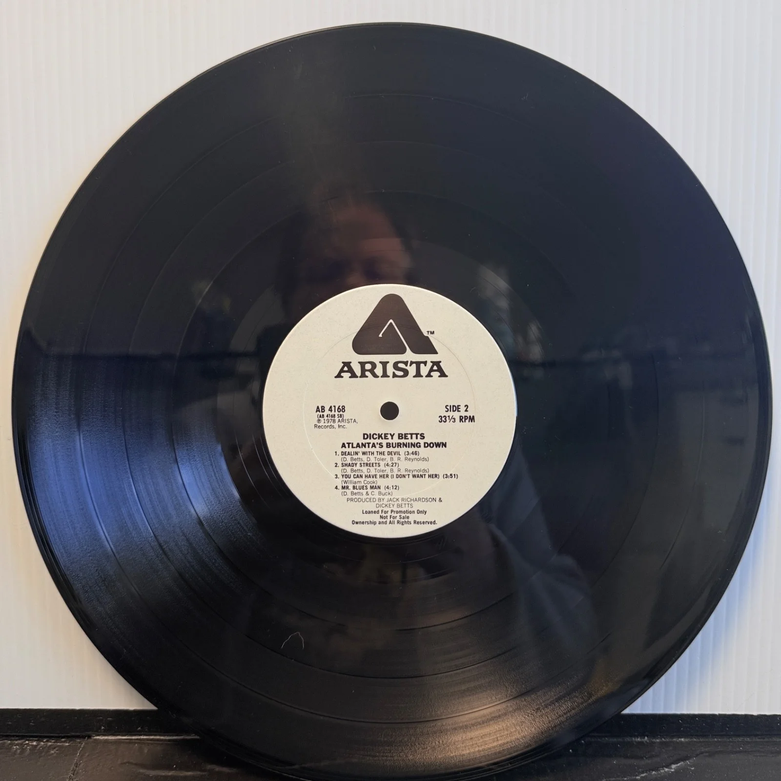 AUTOGRAPHED- DICKEY BETTS "Atlanta's Burning Down" PROMOTIONAL VINYL w/inner sly, image 5