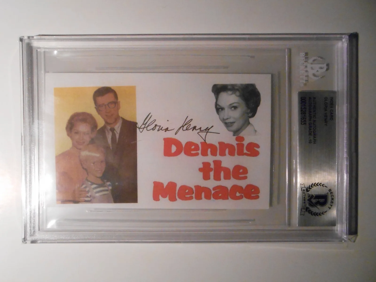 Gloria Henry — Gloria Henry Signed Index Card Dennis the Menace Signed Grade 10 Auto Beckett