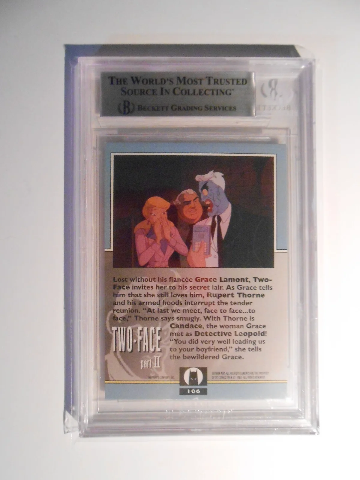 Richard Moll — 1993 Batman Animated Series Richard Moll 2 Face Signed Auto Card #106 Beckett, image 2