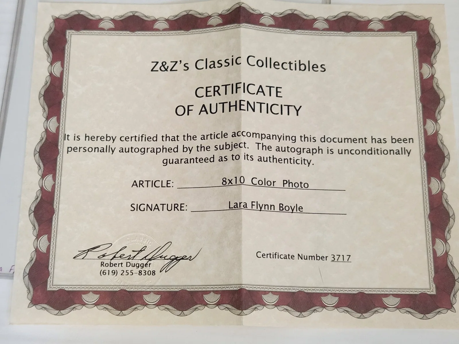 Lara Flynn Boyle signed with COA, image 3