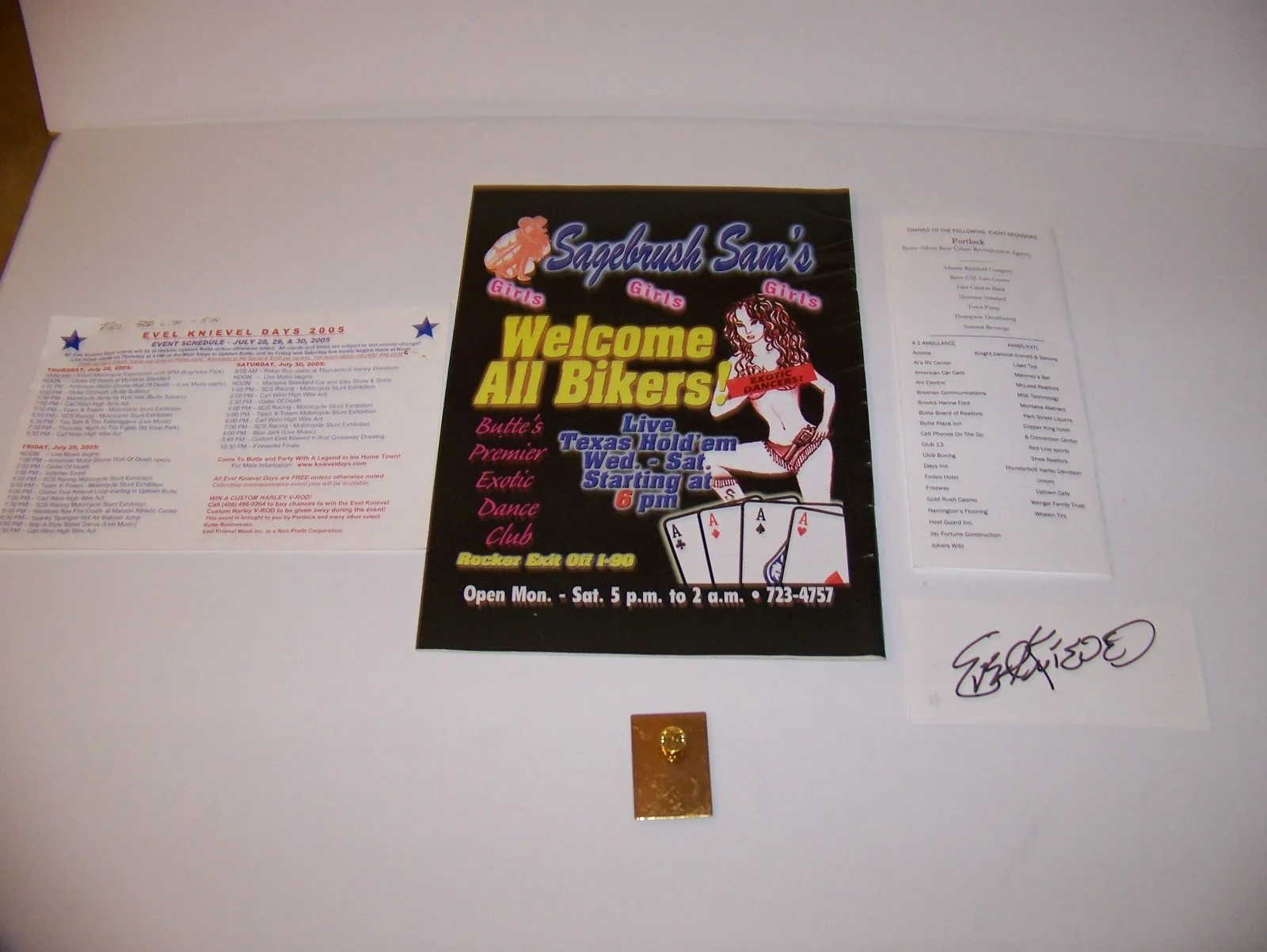 2005 Evel Knievel Days Lot w/ Signed Ticket Motorcycle Daredevil Butte Montana, изображение 2