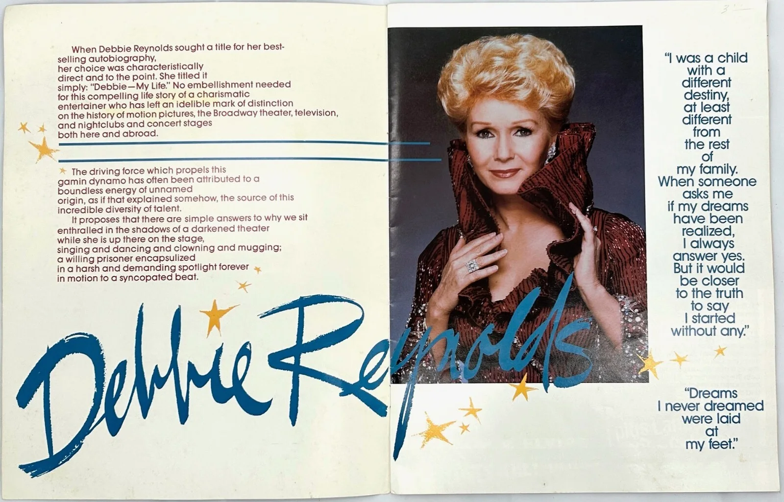 Debbie Reynolds — DEBBIE REYNOLDS Hand Signed Theatre Program, image 4
