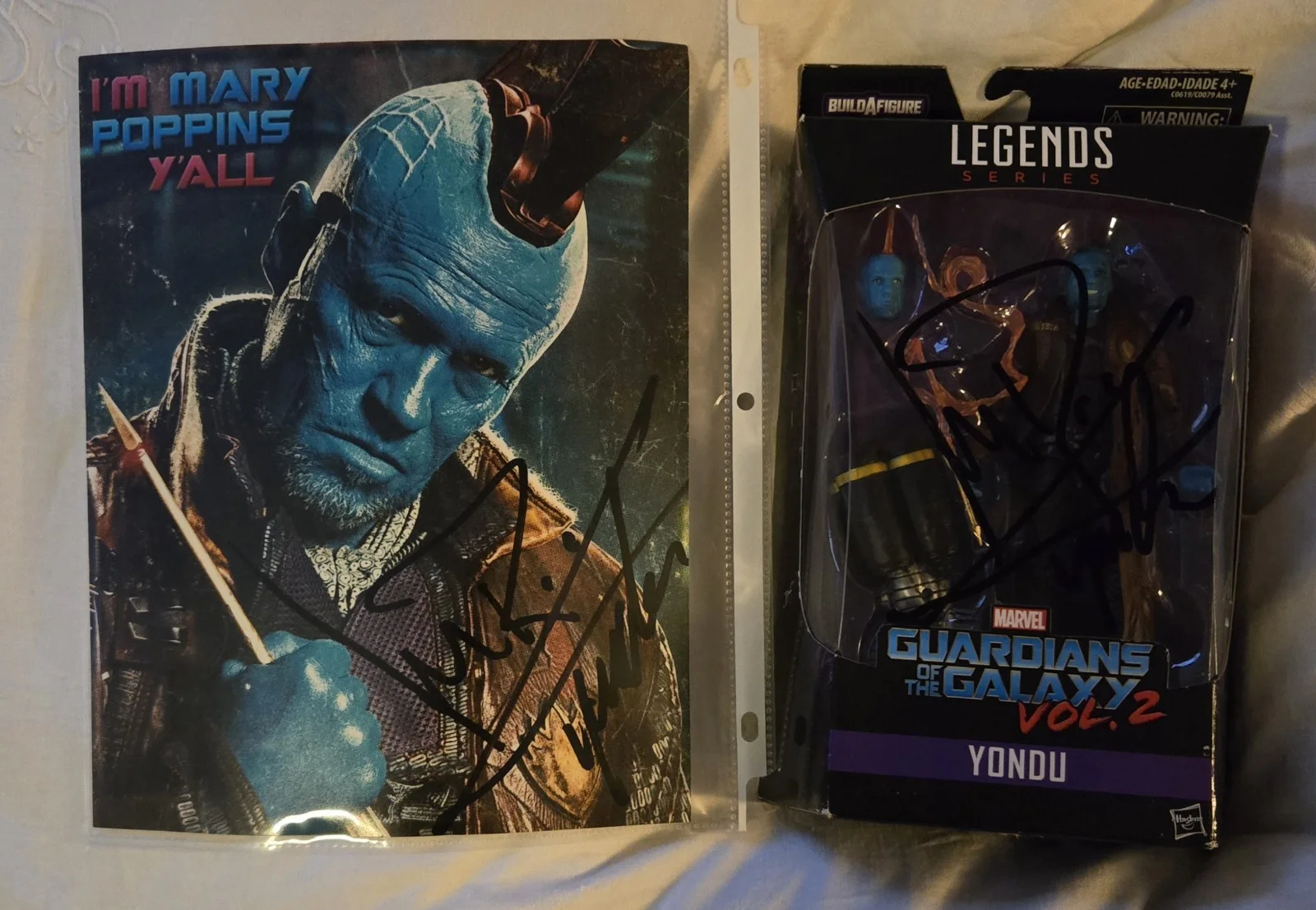 Michael Rooker — Guardians of the Galaxy signed Memorabilia set ft Yondu, Michael Rooker
