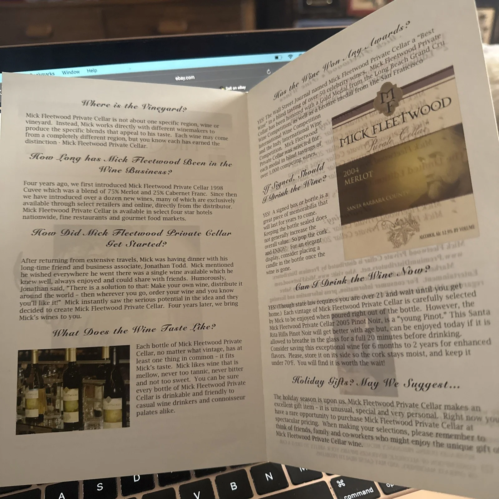 MICK FLEETWOOD FLEETWOOD MAC PRIVATE WINE PROMO SCREENING SIGNED AUTOGRAPH, изображение 3