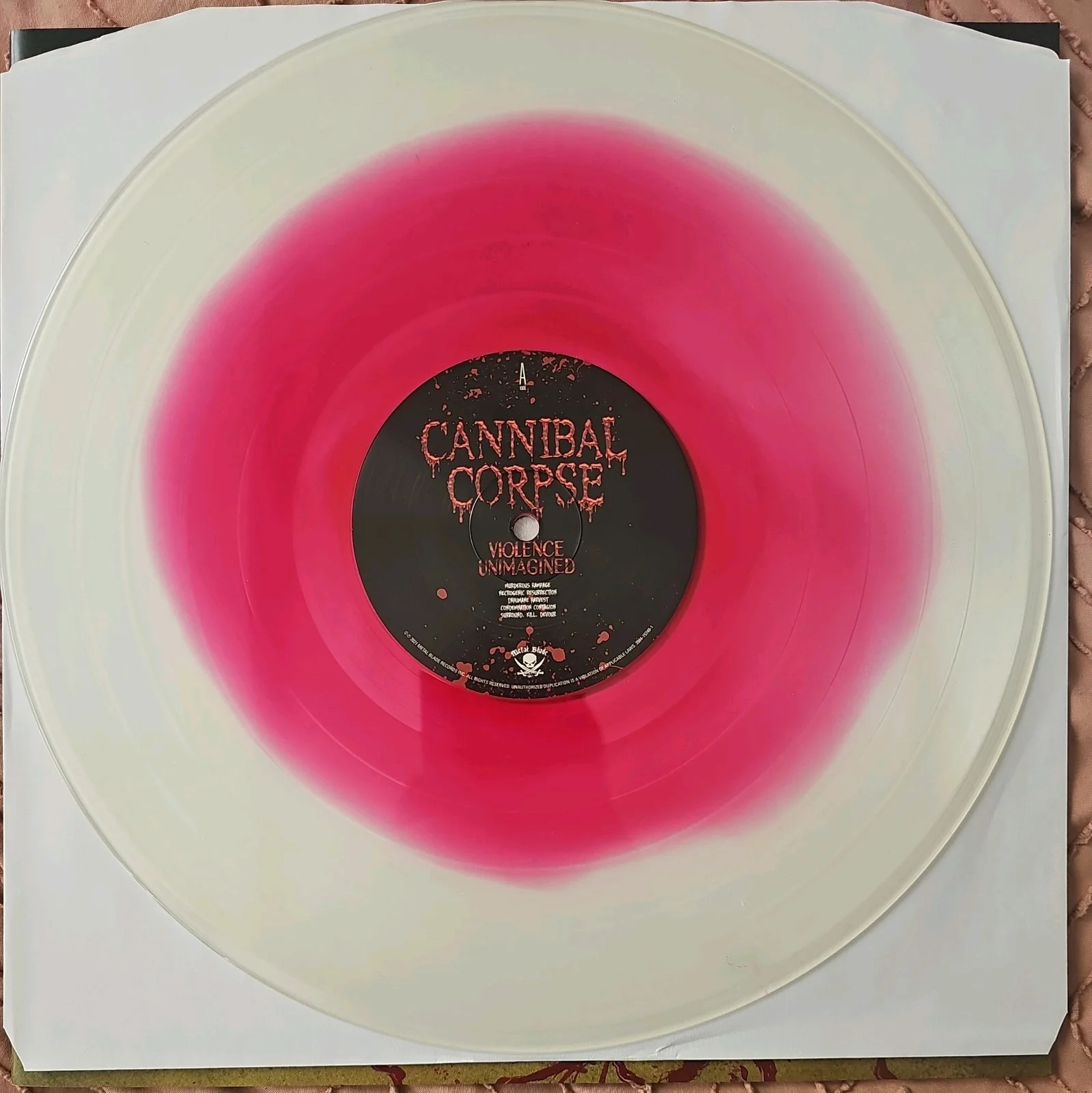 CANNIBAL CORPSE SIGNED VIOLENCE UNIMAGINED VINYL LP RECORD ALBUM PINK/CLEAR, image 5