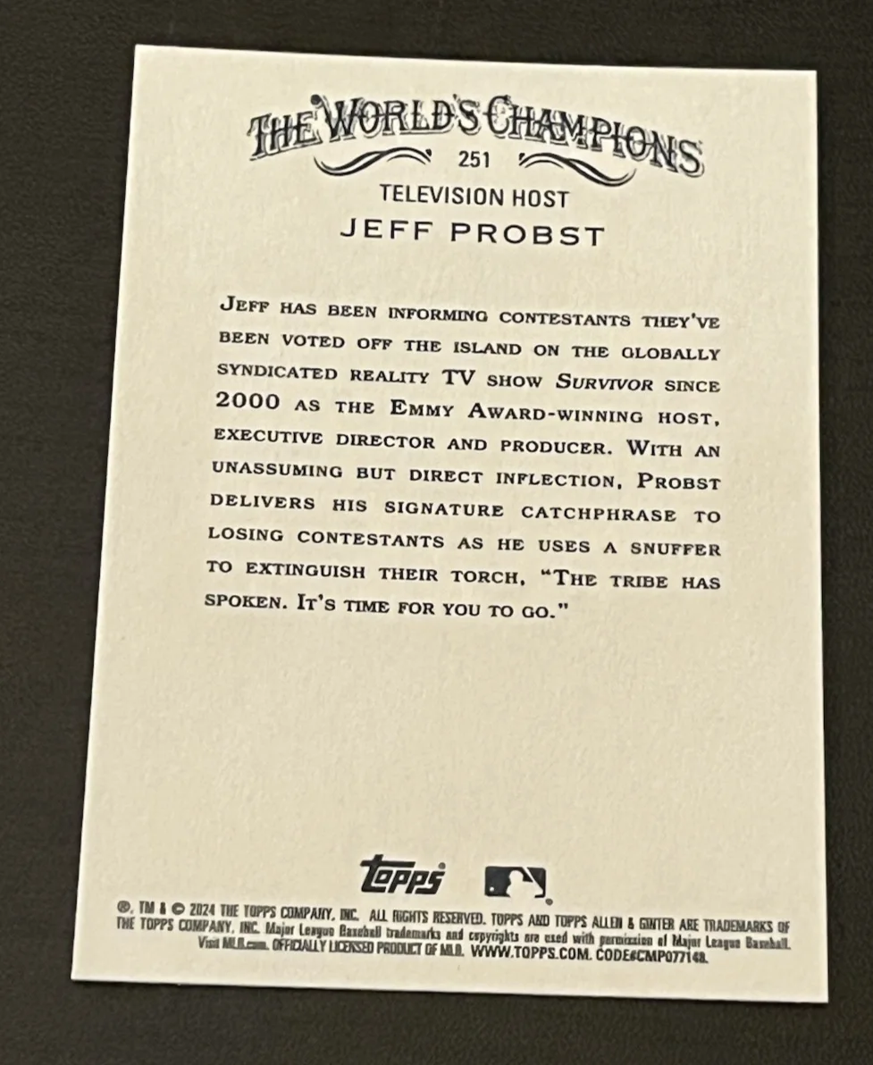 JEFF PROBST — JEFF PROBST SIGNED '24 ALLEN GINTER FOIL FILIGREE CARD 251 SURVIVOR AUTO PROOF, image 4