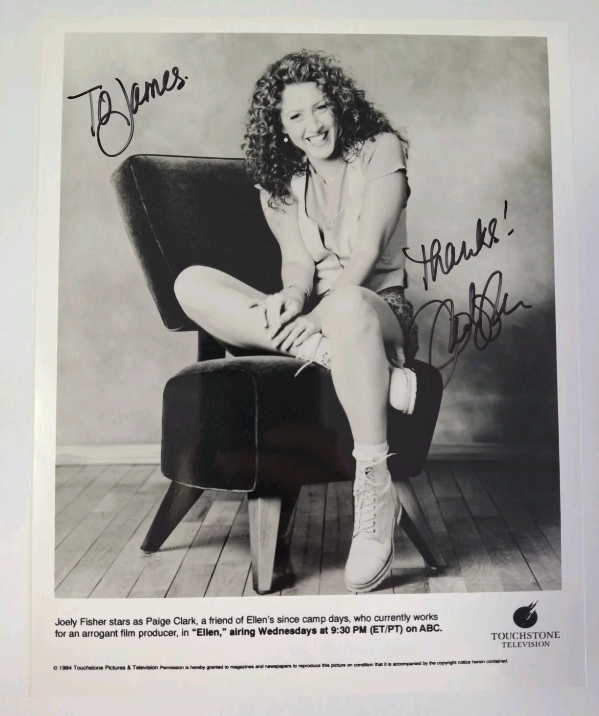 Joely Fisher — JOELY FISHER - " PAIGE CLARK " ELLEN - T.V. SHOW SIGNED 8x10 B&W Photo W/PROOF, изображение 5