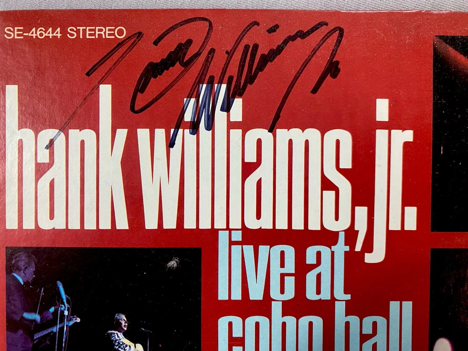 HANK WILLIAMS JR AUTOGRAPH 1969 ORIGINAL LIVE AT COBO HALL DETROIT VINYL RECORD, image 3