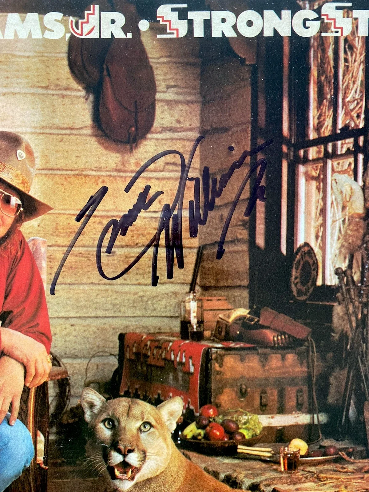 HANK WILLIAMS JR- AUTOGRAPH 1983 ORIGINAL STRONG STUFF VINYL RECORD LP, image 3