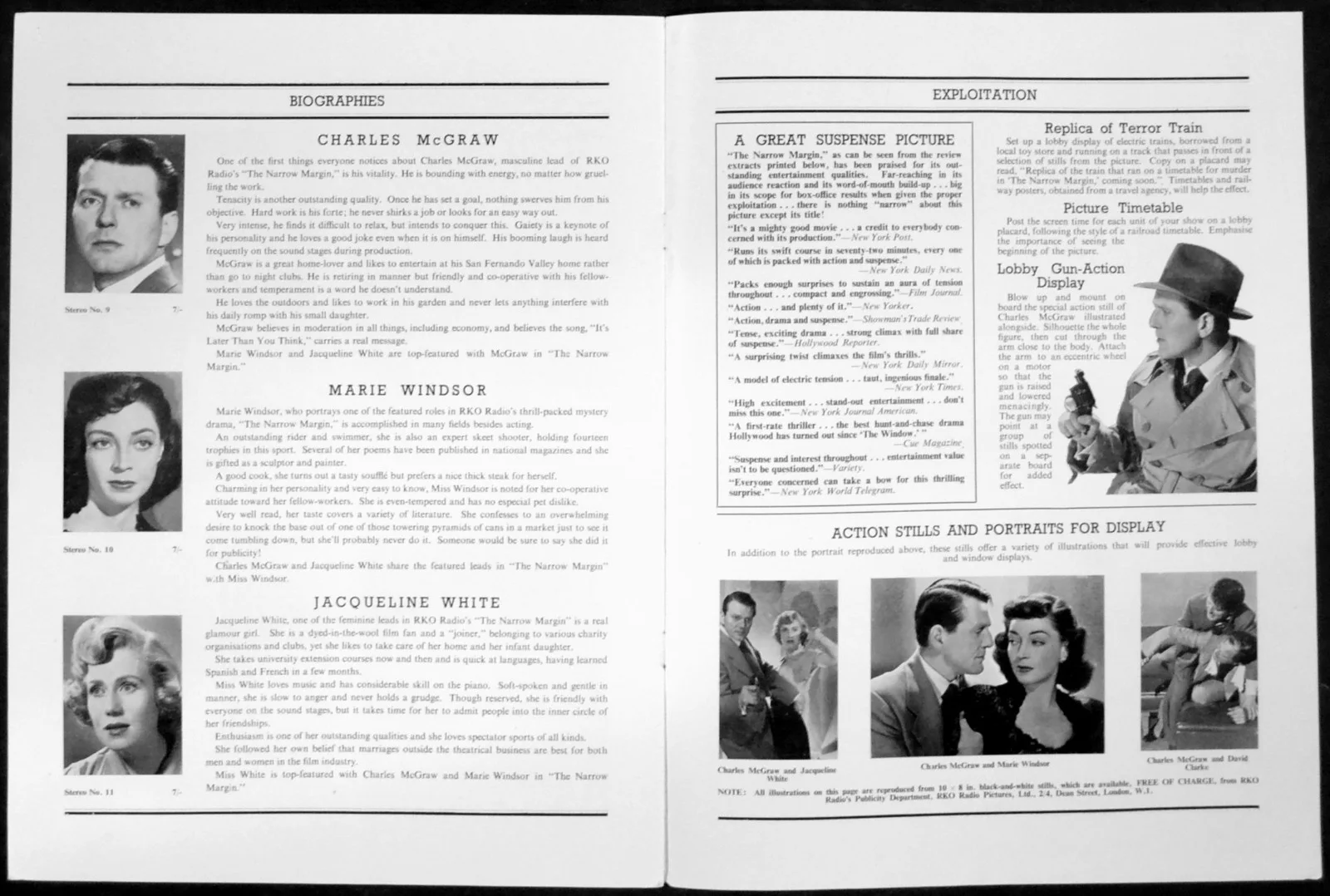 NARROW MARGIN 1952 Charles McGraw, Marie Windsor, Jacqueline White CAMPAIGN BOOK, изображение 2