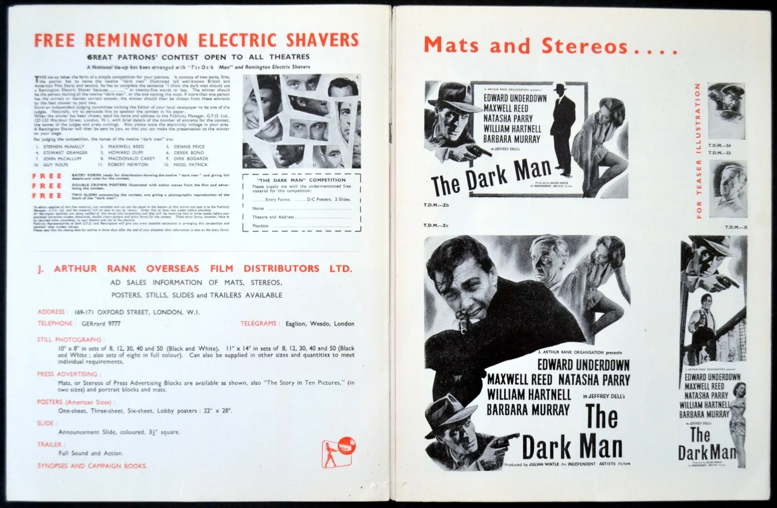 DARK MAN 1951 Edward Underdown, Maxwell Reed, Natasha Parry UK PRESSBOOK, изображение 4