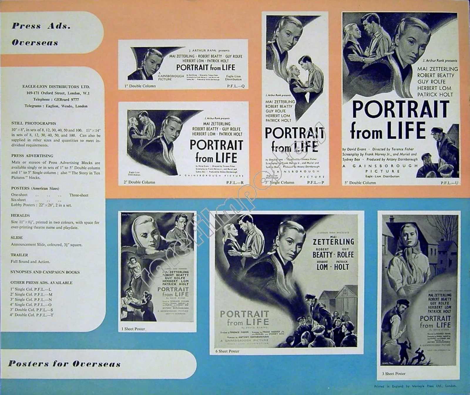 PORTRAIT FROM LIFE 1948 Mai Zetterling, Robert Beatty, Guy Rolfe PRESSBOOK, изображение 2