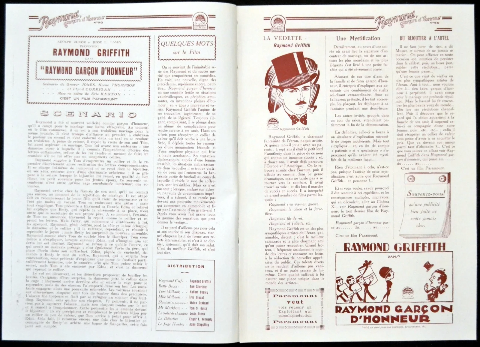WEDDING BILL$ 1927 Raymond Griffith, Anne Sheridan - CARTIER FRENCH PRESSBOOK, изображение 2