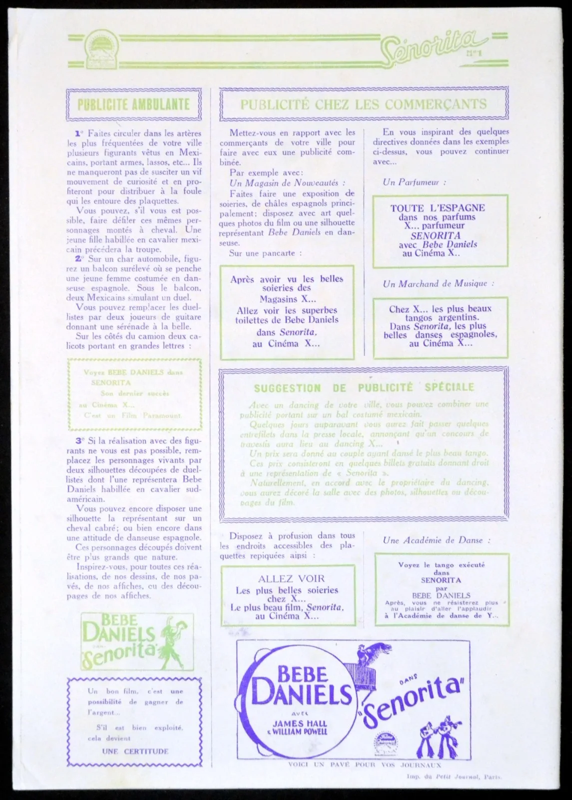 SENORITA 1927 Bebe Daniels, James Hall, William Powell FRENCH PRESSBOOK, image 5